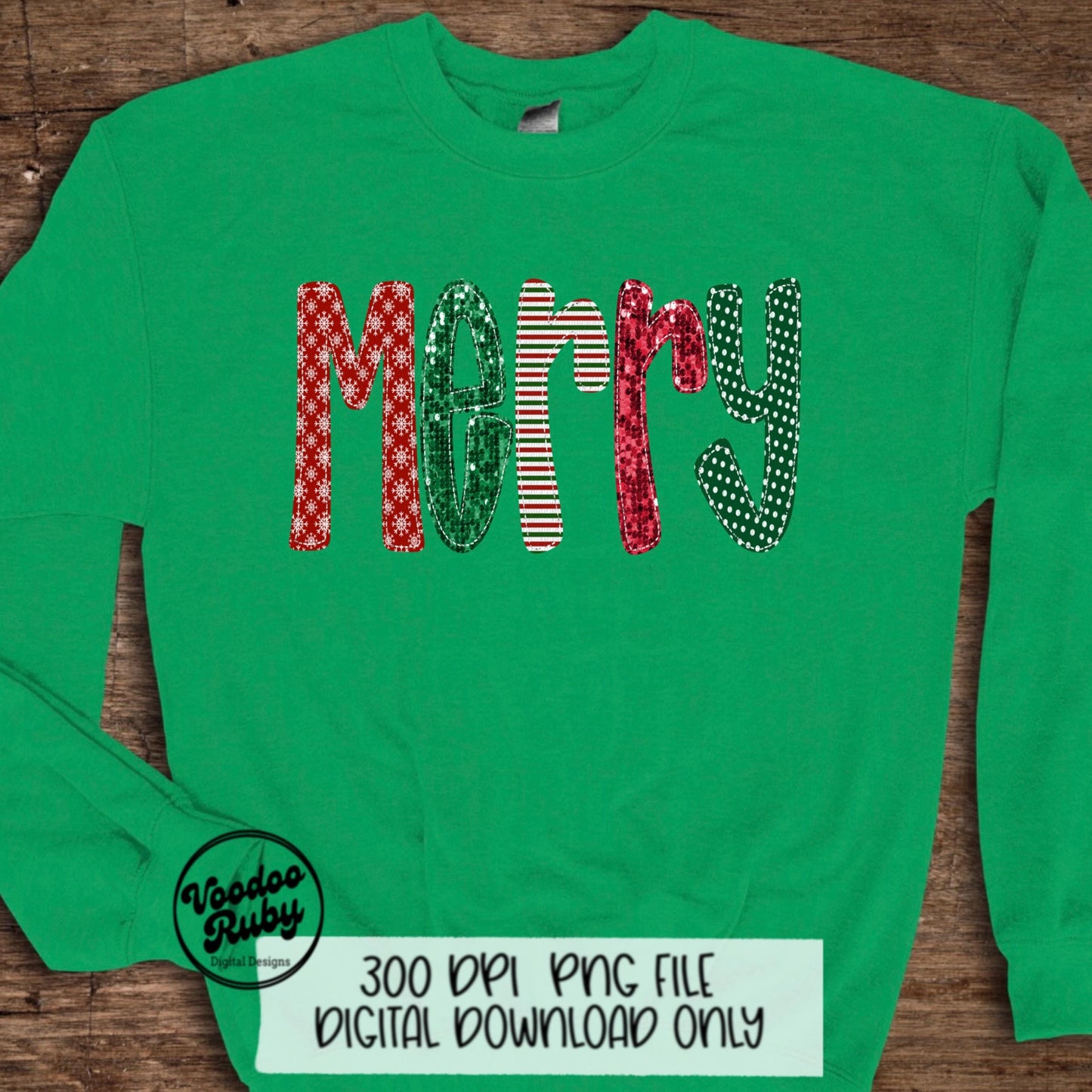 Sequin Merry PNG Design Sublimation Hand Drawn Digital Download Merry Faux Embroidery Merry Christmas DTF Printable Christmas png Clip Art
