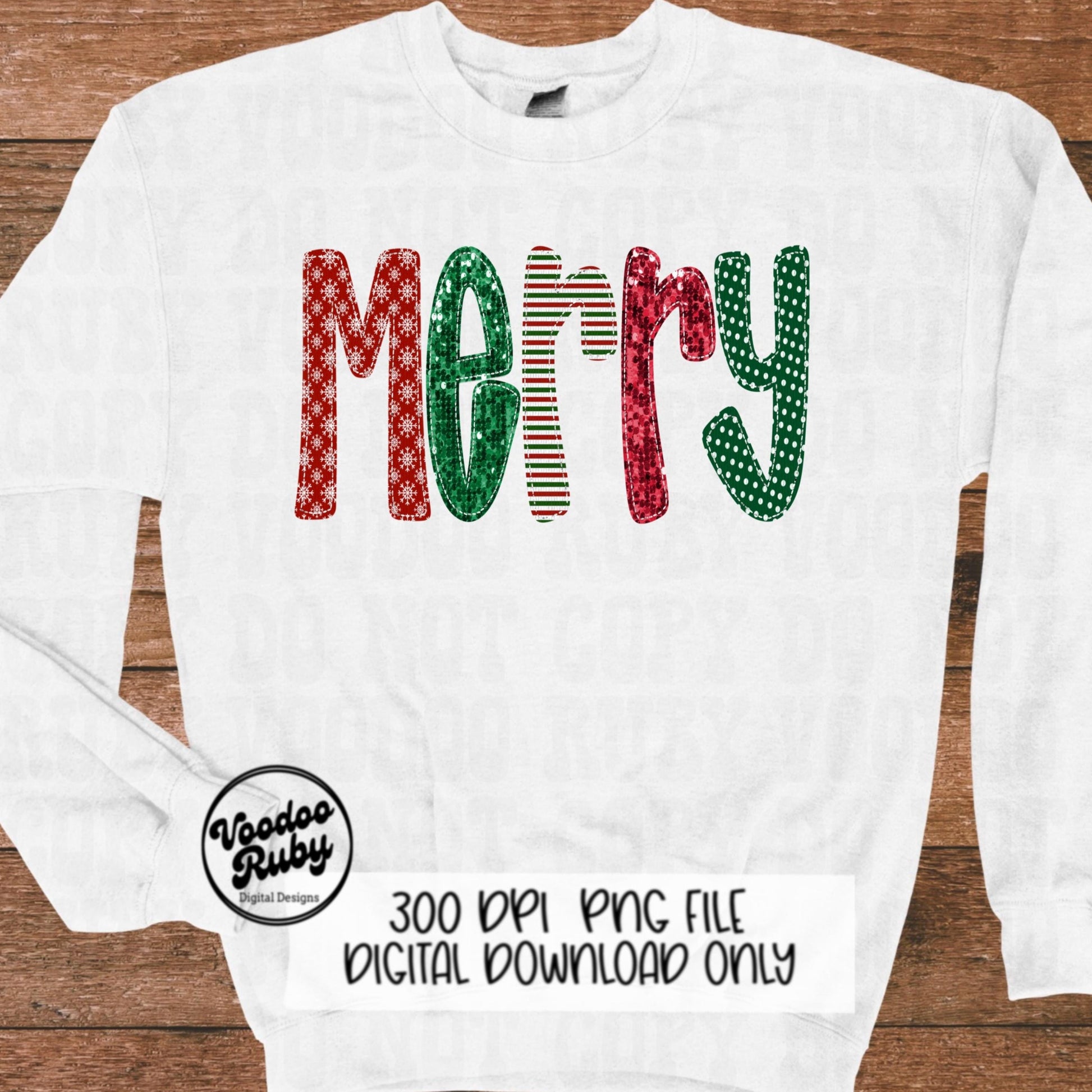 Sequin Merry PNG Design Sublimation Hand Drawn Digital Download Merry Faux Embroidery Merry Christmas DTF Printable Christmas png Clip Art