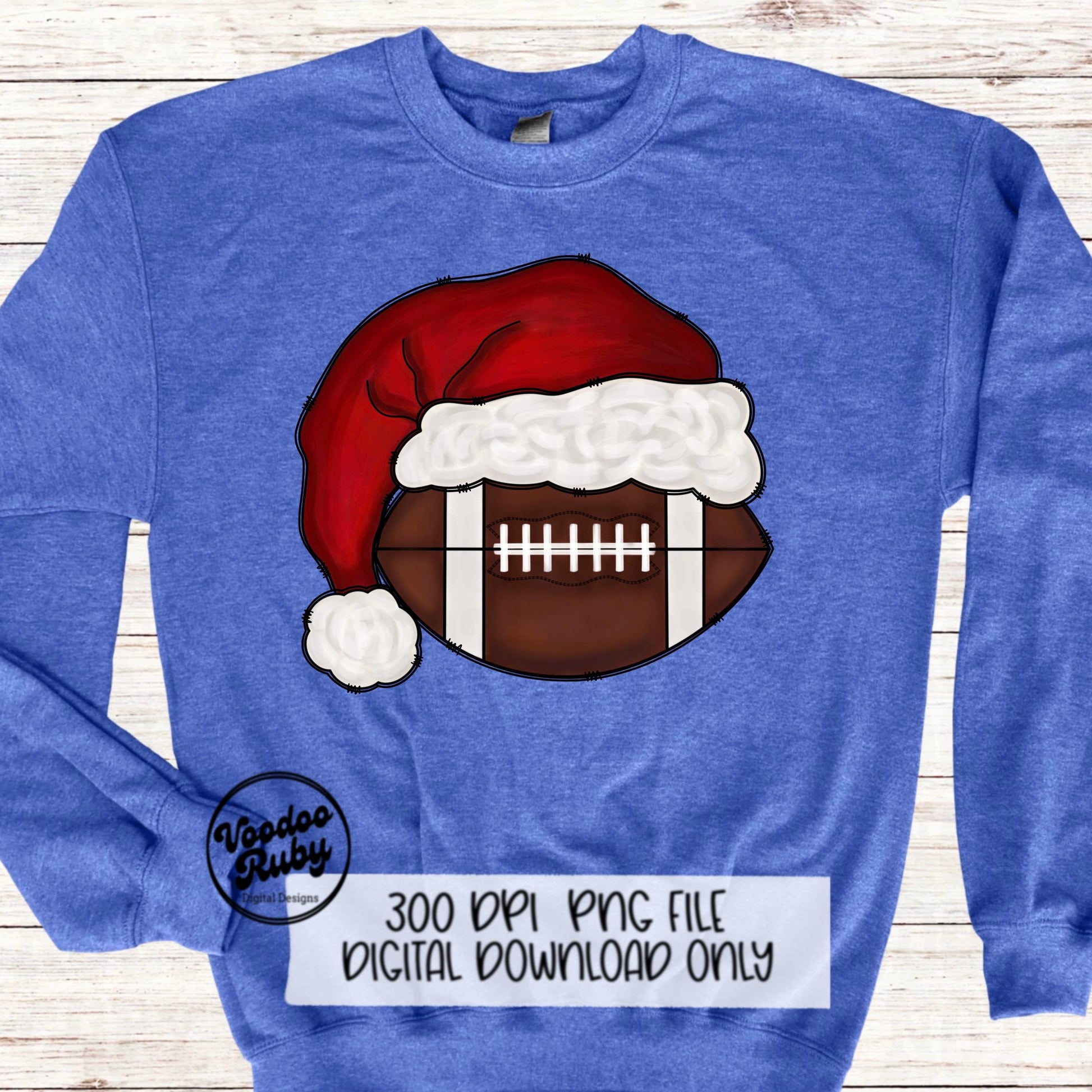 Christmas Football PNG: Santa Hat Hand Drawn Clip Art (Digital Download