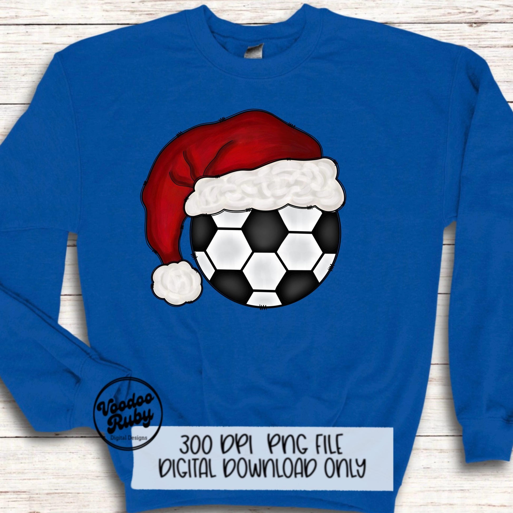 Christmas Soccer PNG: Santa Hat Clip Art (Digital Download)