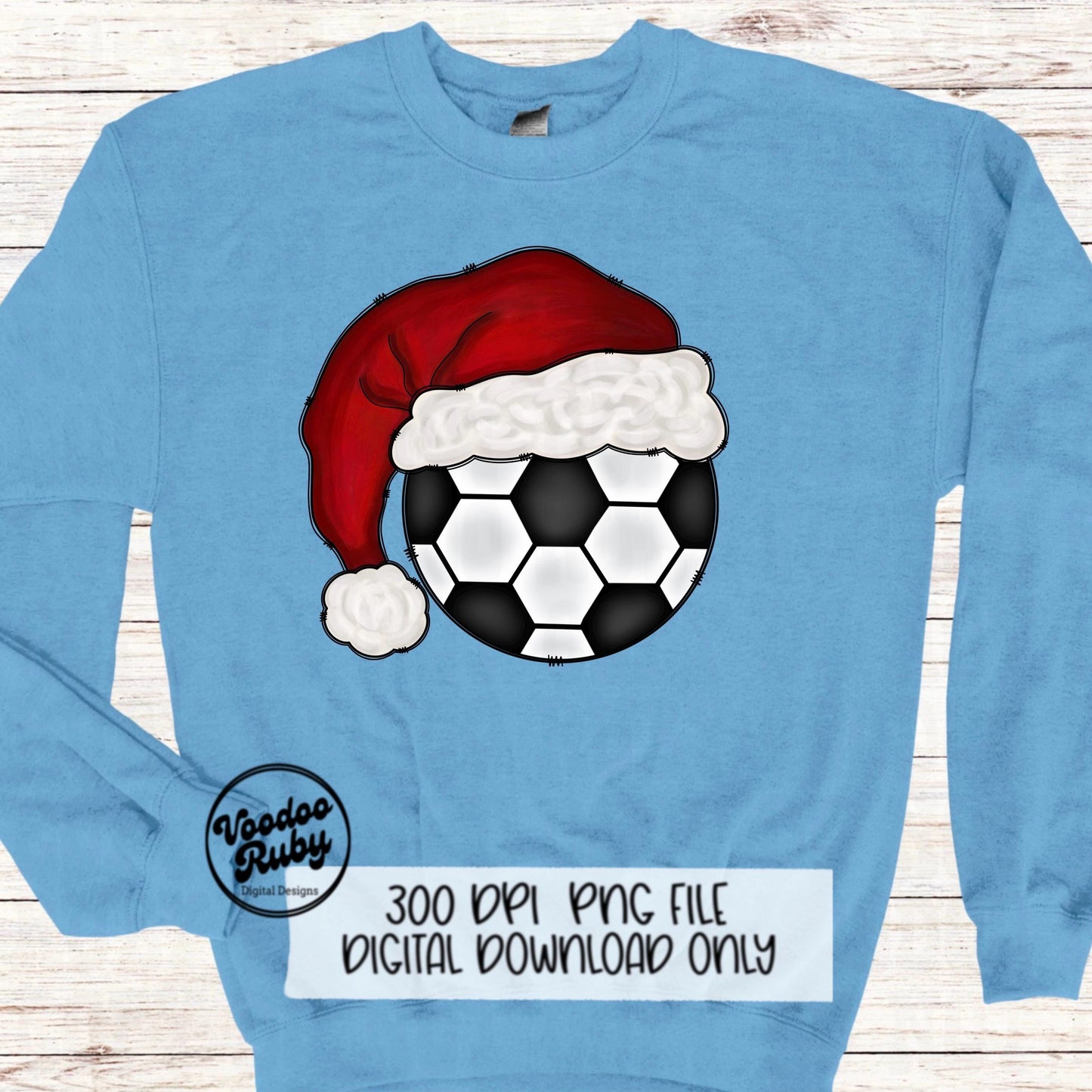 Christmas Soccer PNG: Santa Hat Clip Art (Digital Download)