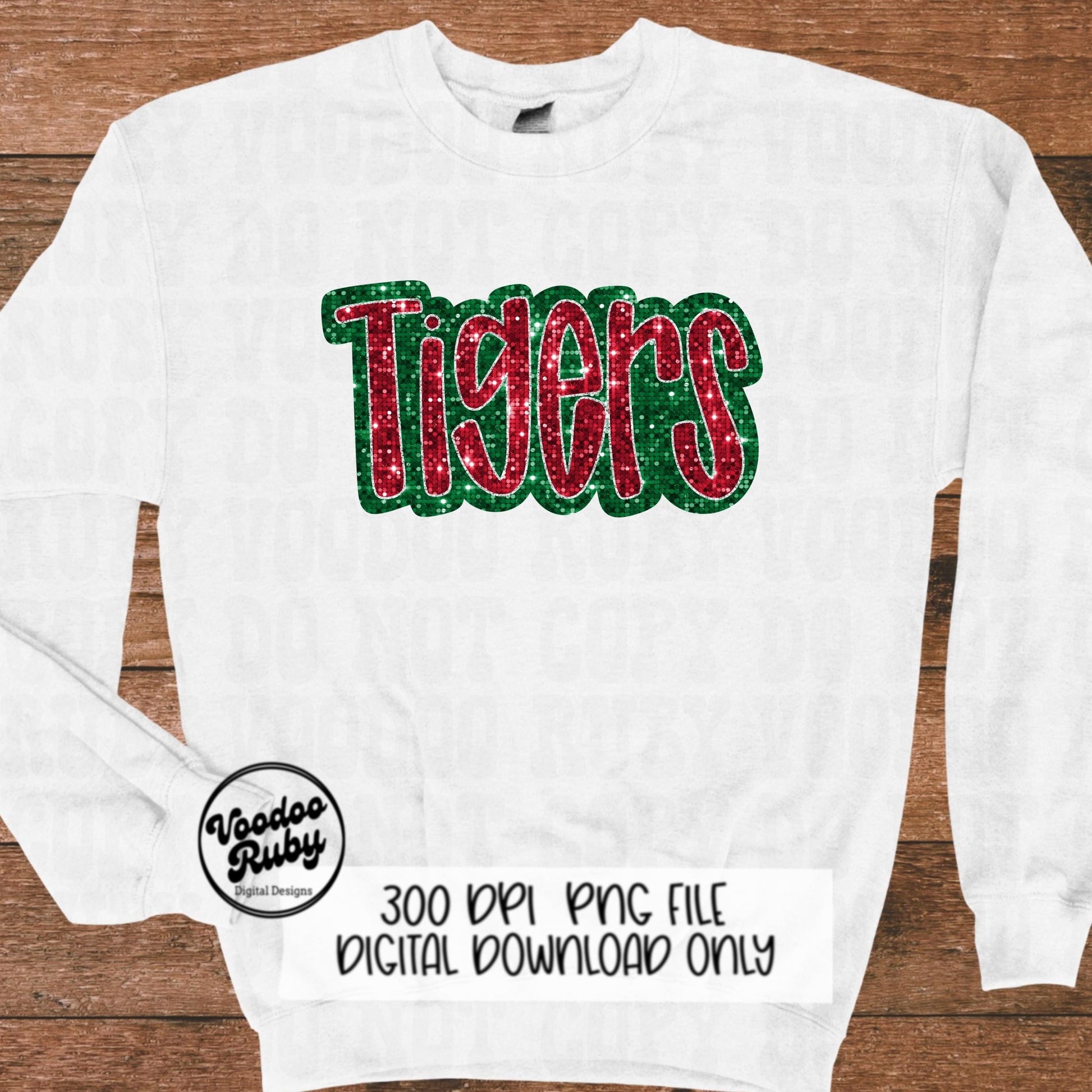 Christmas Tigers PNG Design Sublimation Sequin Hand Drawn Digital Download Glitter PNG Christmas Tigers Mascot DTF Printable