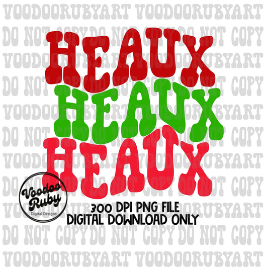 Heaux Heaux Heaux PNG Sublimation Louisiana Design Christmas Hand Drawn Digital Download Cajun Christmas Clip Art Cajun Santa PNG DTF