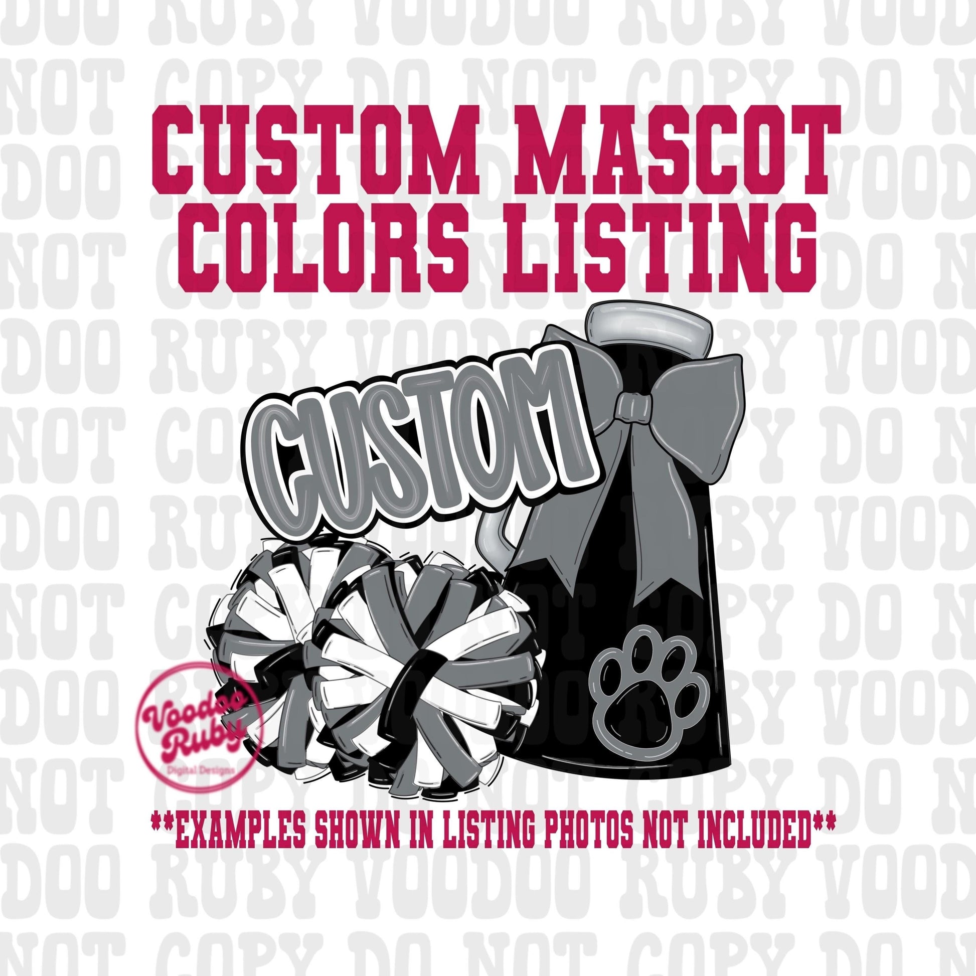 Custom Cheer PNG Design Custom Mascot Sublimation Hand Drawn Digital Download Cheerleader PNG Design Custom Megaphone Football DTF Clip Art