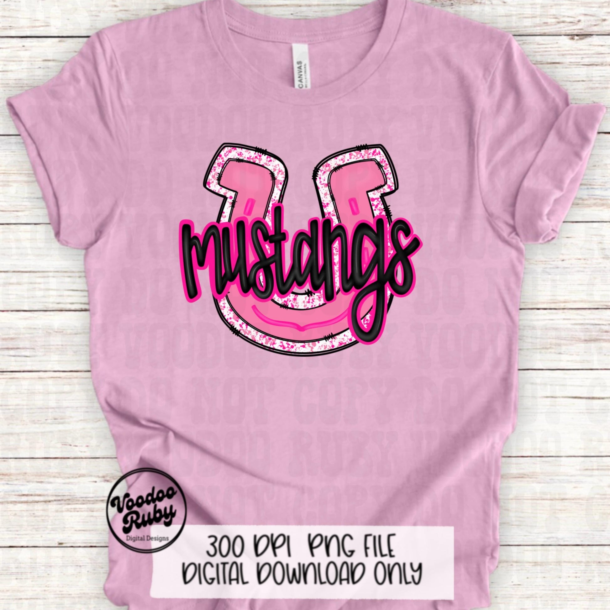 Pink Mustangs PNG Design Hand Drawn Digital Download Pink Football PNG Pink Mascot Sports png Clip Art Pink Mustangs DTF Printable