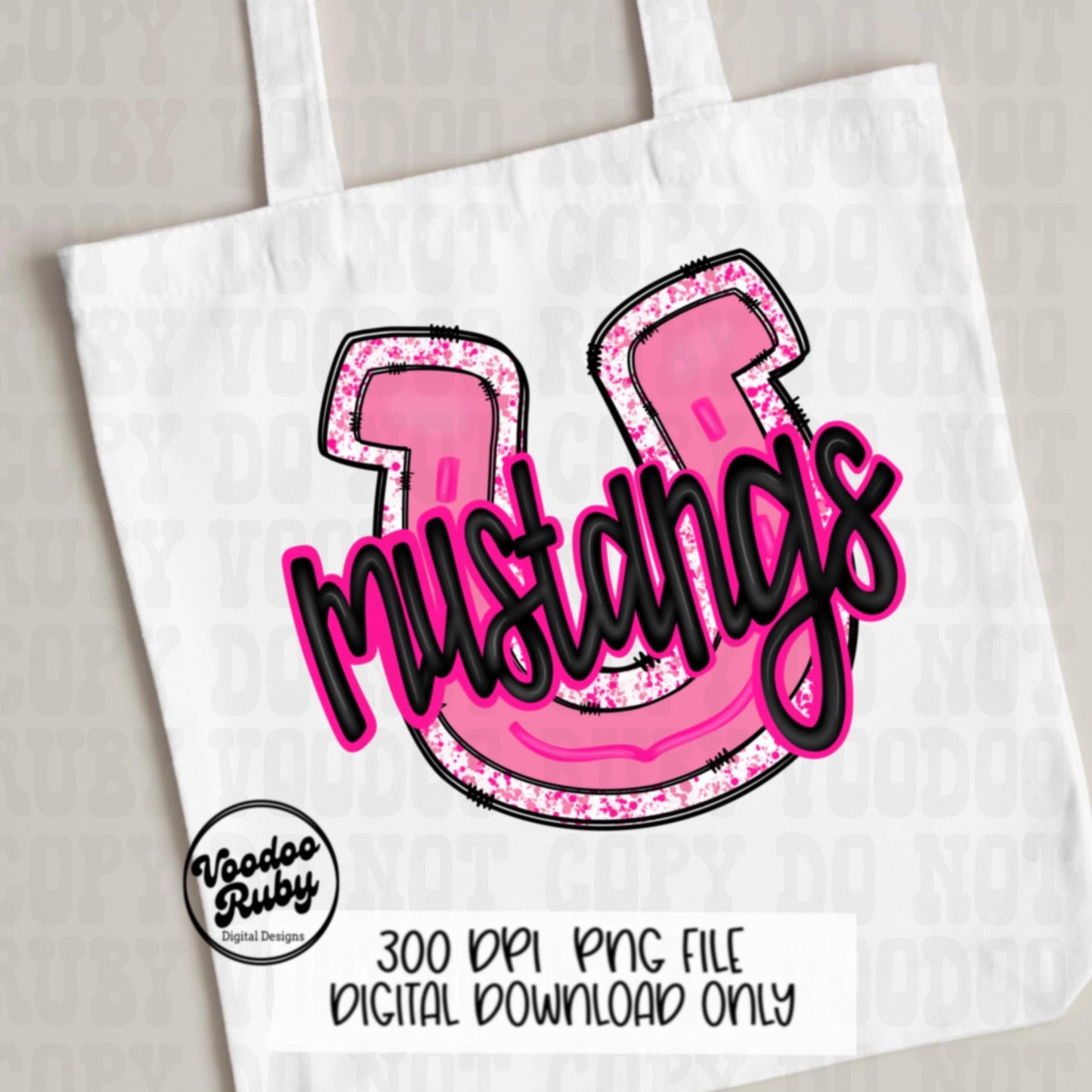 Pink Mustangs PNG Design Hand Drawn Digital Download Pink Football PNG Pink Mascot Sports png Clip Art Pink Mustangs DTF Printable