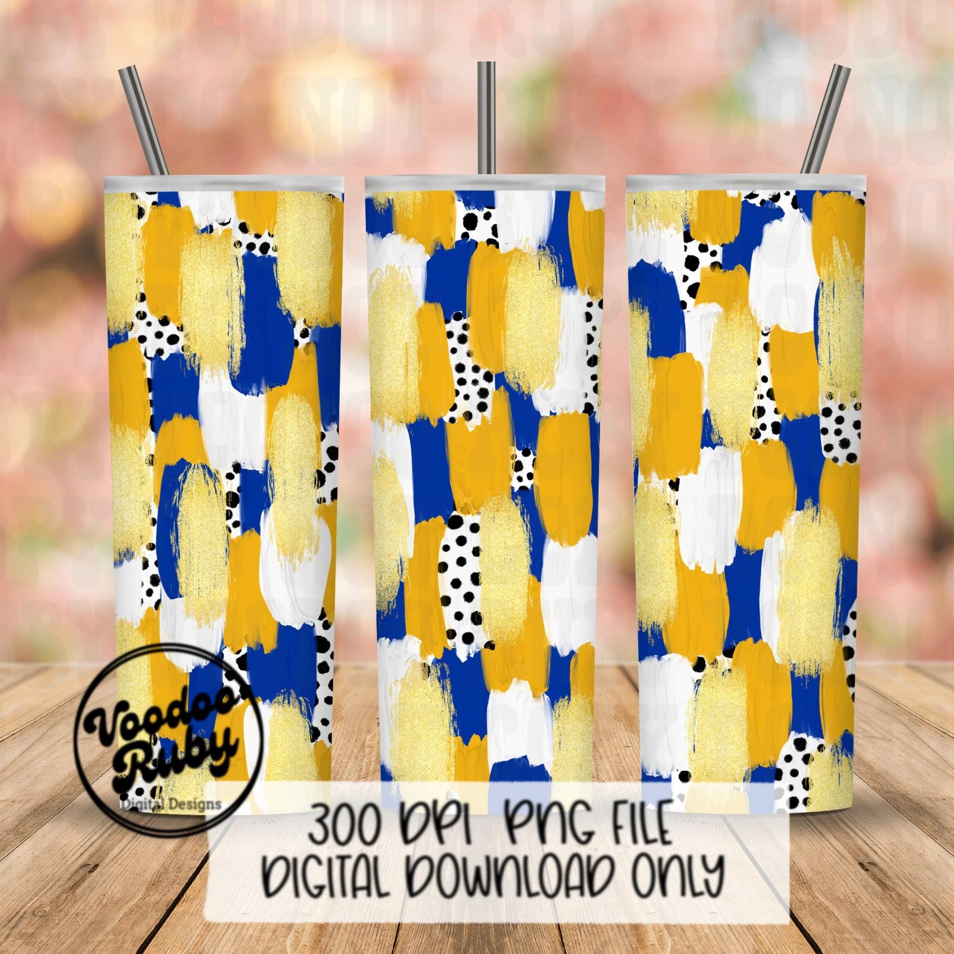 Blue Gold Brushstroke Background PNG Sublimation Digital Paper Hand Drawn Digital Download Football Brush Strokes DTF Messy Paint Mascots