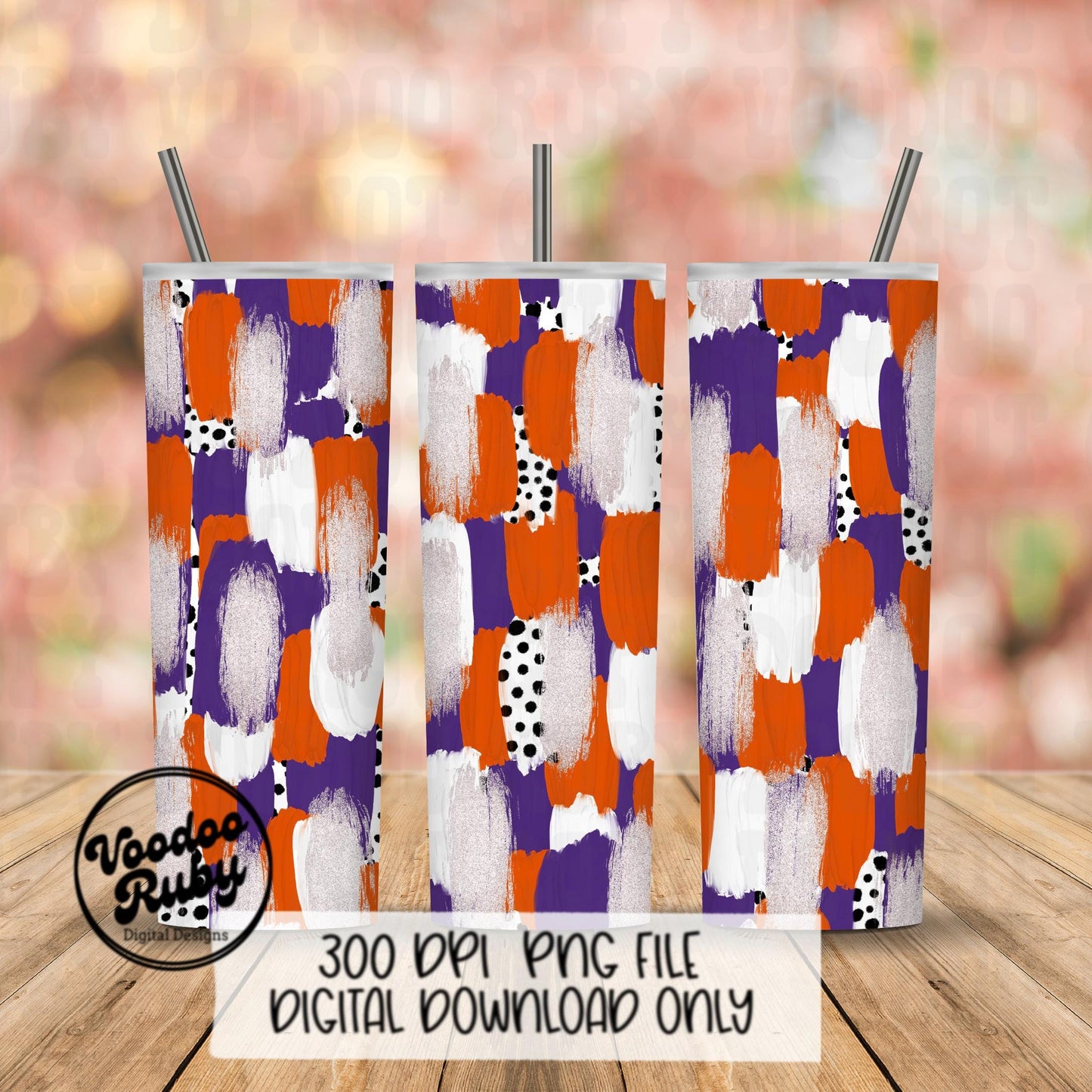 Purple Orange Brushstroke Background PNG Sublimation Digital Paper Hand Drawn Digital Download Football Brush Strokes Messy Paint Mascots