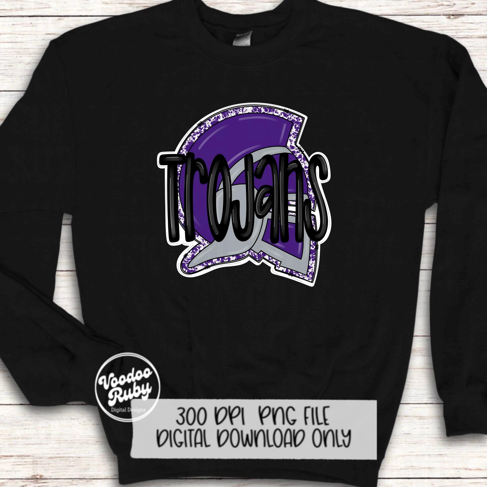 Trojans PNG Design Sublimation Hand Drawn Digital Download Football PNG Trojans Design Purple Trojans Football DTF Printable