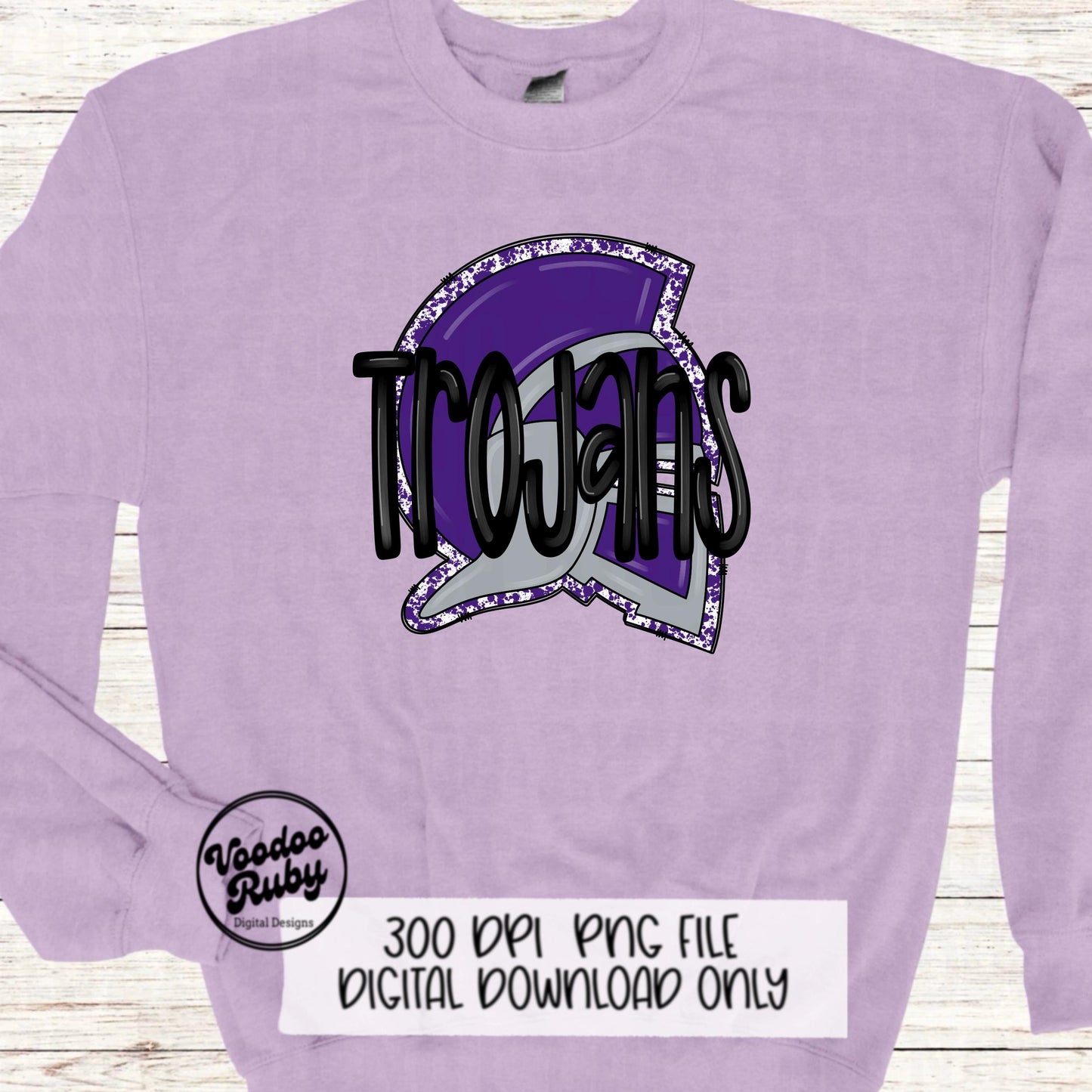 Trojans PNG Design Sublimation Hand Drawn Digital Download Football PNG Trojans Design Purple Trojans Football DTF Printable