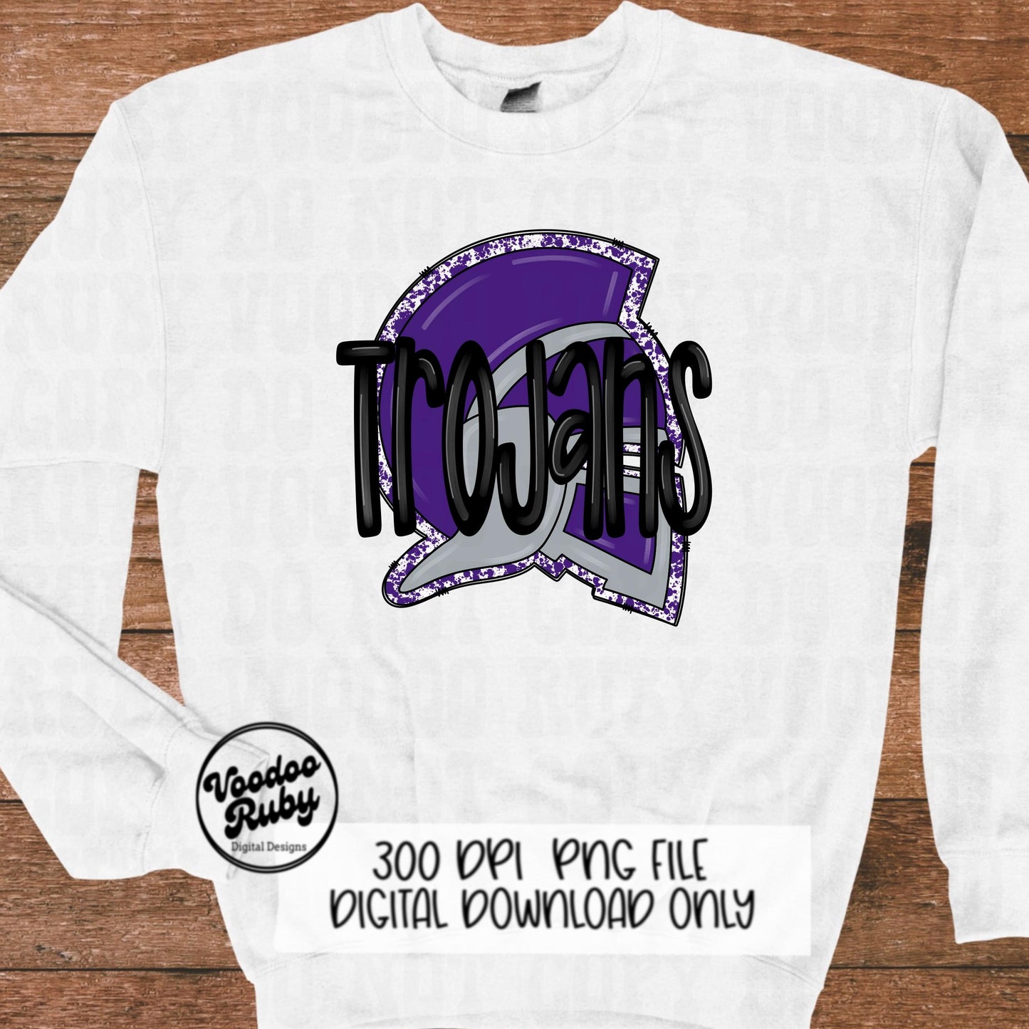 Trojans PNG Design Sublimation Hand Drawn Digital Download Football PNG Trojans Design Purple Trojans Football DTF Printable