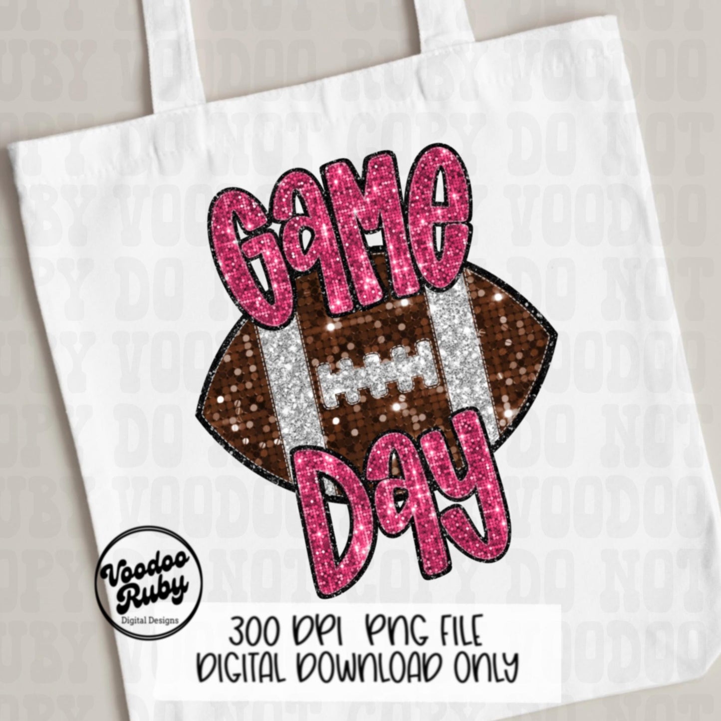 Football Game Day Pink Sequin PNG Design Sublimation Faux Embroidery Hand Drawn Digital Download Pink Out Football Mascot Pink October PNG