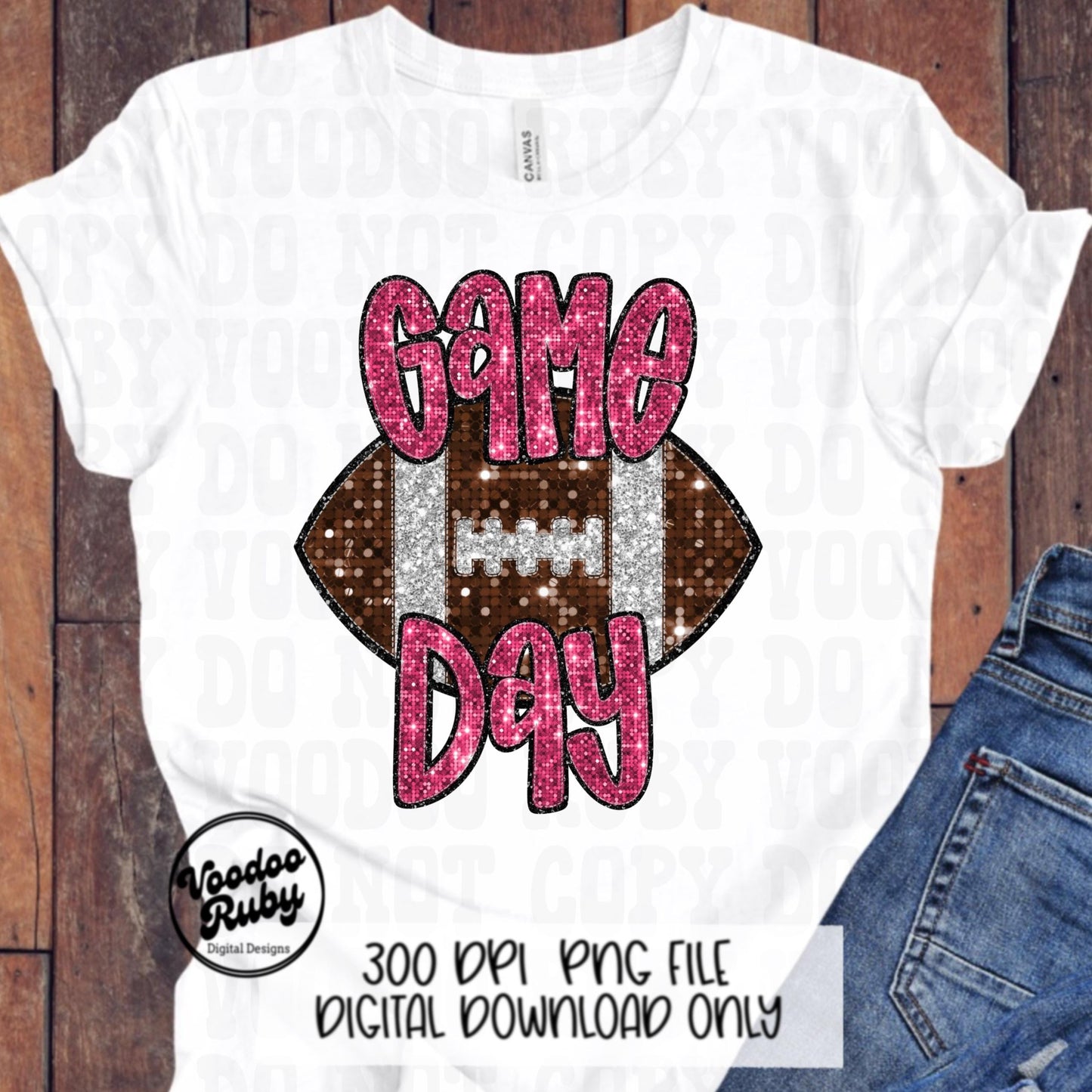 Football Game Day Pink Sequin PNG Design Sublimation Faux Embroidery Hand Drawn Digital Download Pink Out Football Mascot Pink October PNG