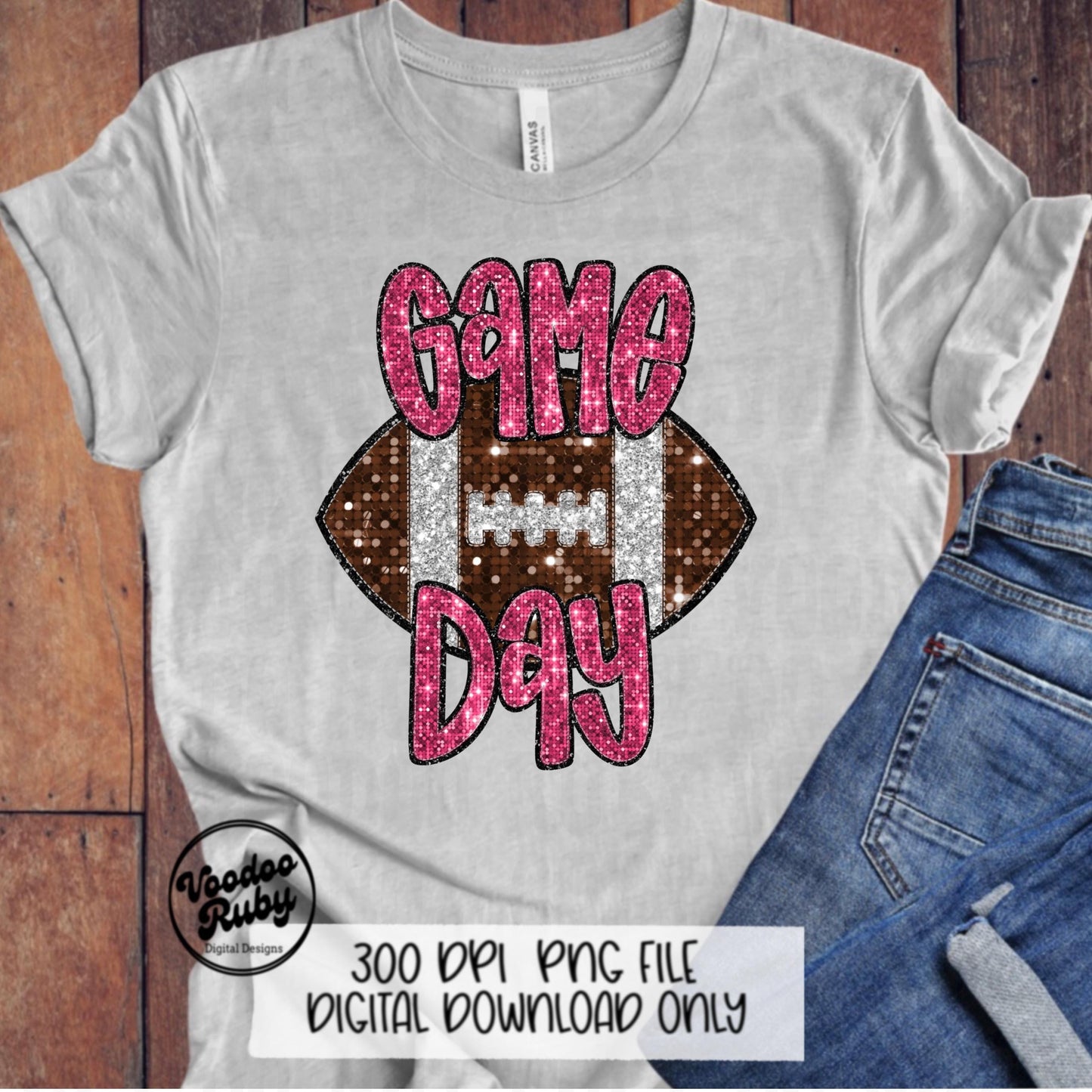 Football Game Day Pink Sequin PNG Design Sublimation Faux Embroidery Hand Drawn Digital Download Pink Out Football Mascot Pink October PNG