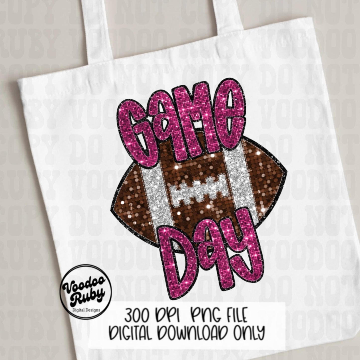 Football Game Day Pink Sequin PNG Design Sublimation Faux Embroidery Hand Drawn Digital Download Pink Out Football Mascot Pink October PNG