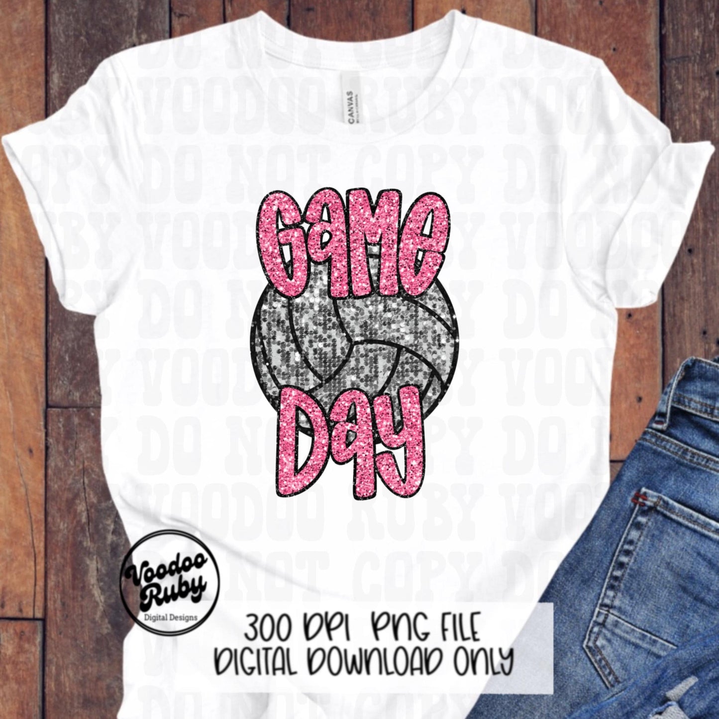 Volleyball Game Day Pink Sequin PNG Design Sublimation Faux Embroidery Hand Drawn Digital Download Pink Out Volleyball Mascot Pink October