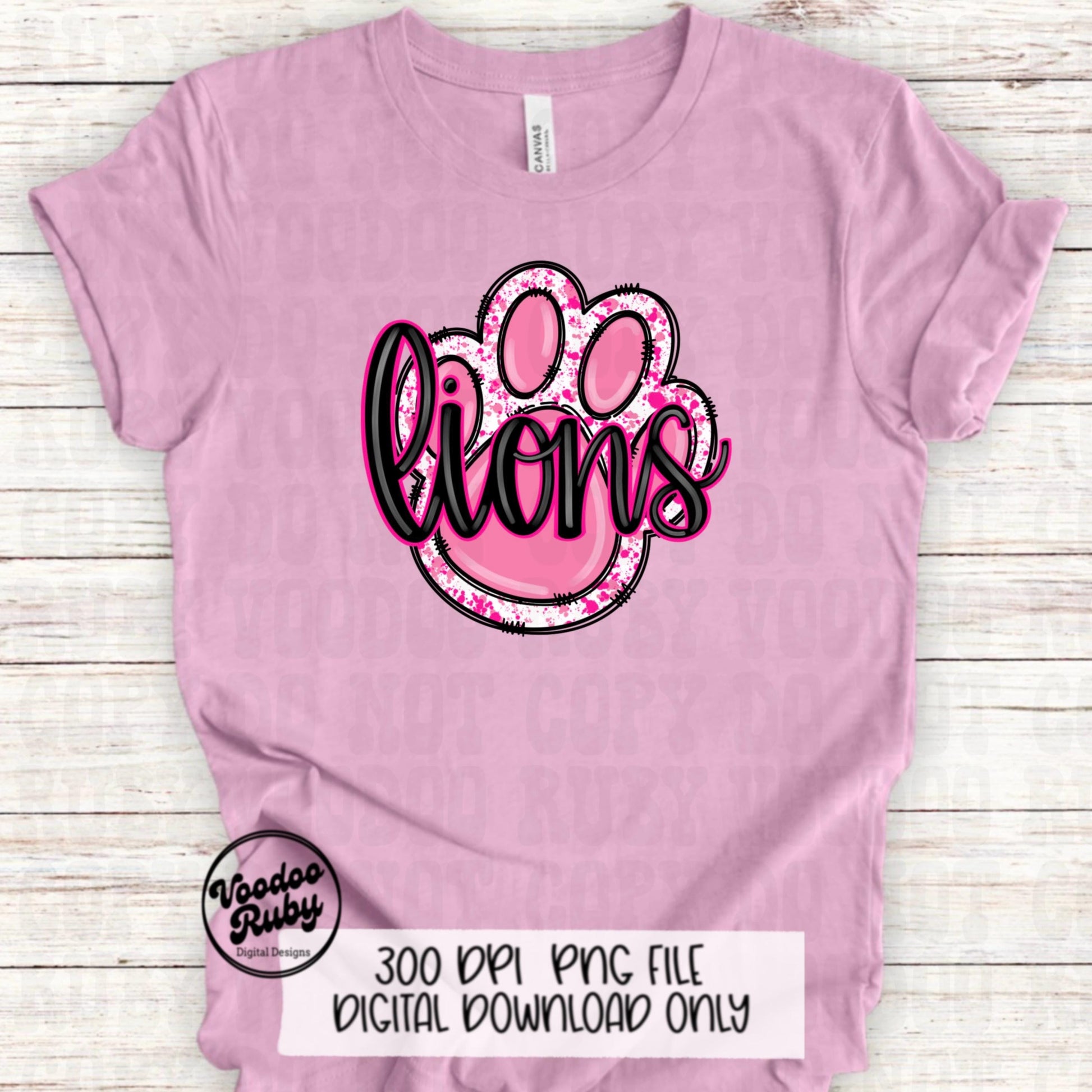 Pink Lions PNG Design Sublimation Hand Drawn Digital Download Pink Football PNG Pink Paw Pink October DTF Printable Mascot png Clip Art