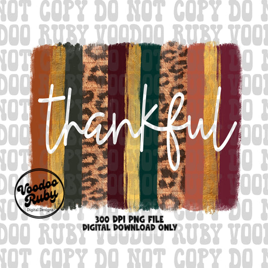 Thankful PNG Design Digital Download Sublimation Thanksgiving PNG Fall Leopard PNG Thankful dtf Printable Fall Clip Art
