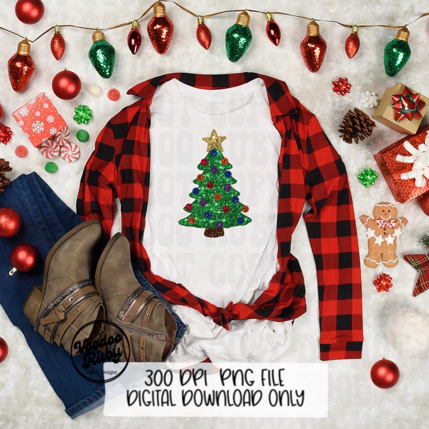 Sequin Christmas Tree PNG Design Sublimation Christmas Faux Embroidery PNG Faux Sequins Dtf Merry Christmas Digital Download Clip Art