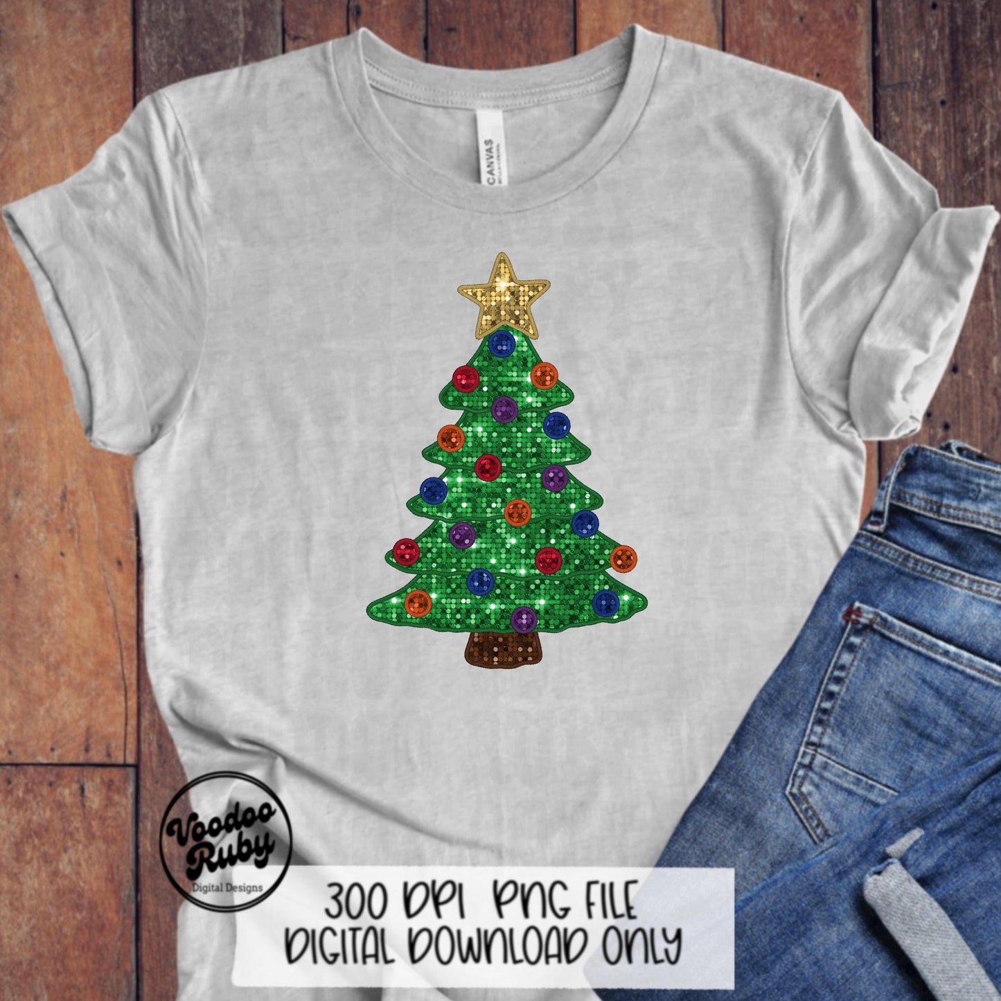 Sequin Christmas Tree PNG Design Sublimation Christmas Faux Embroidery PNG Faux Sequins Dtf Merry Christmas Digital Download Clip Art