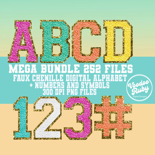 Faux Chenille Letters PNG Bundle Faux Chenille Letter Patches Digital Download Sublimation Sports Letters PNG Alpha Pack DTF Printable