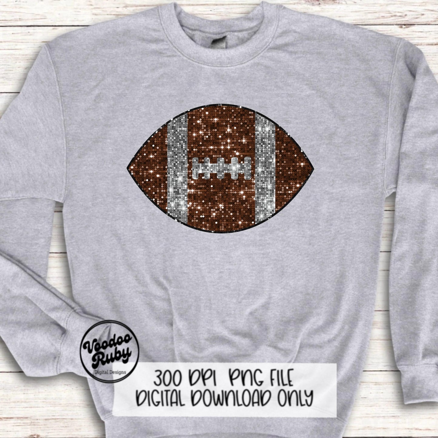 Sequin Football PNG Design Sequins PNG Hand Drawn Digital Download Faux Embroidery png Football DTF Printable
