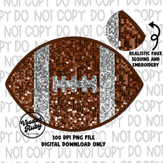 Sequin Football PNG Design Sublimation Hand Drawn Digital Download Faux Embroidery PNG Faux Sequins Patch png Printable Glitter Football DTF