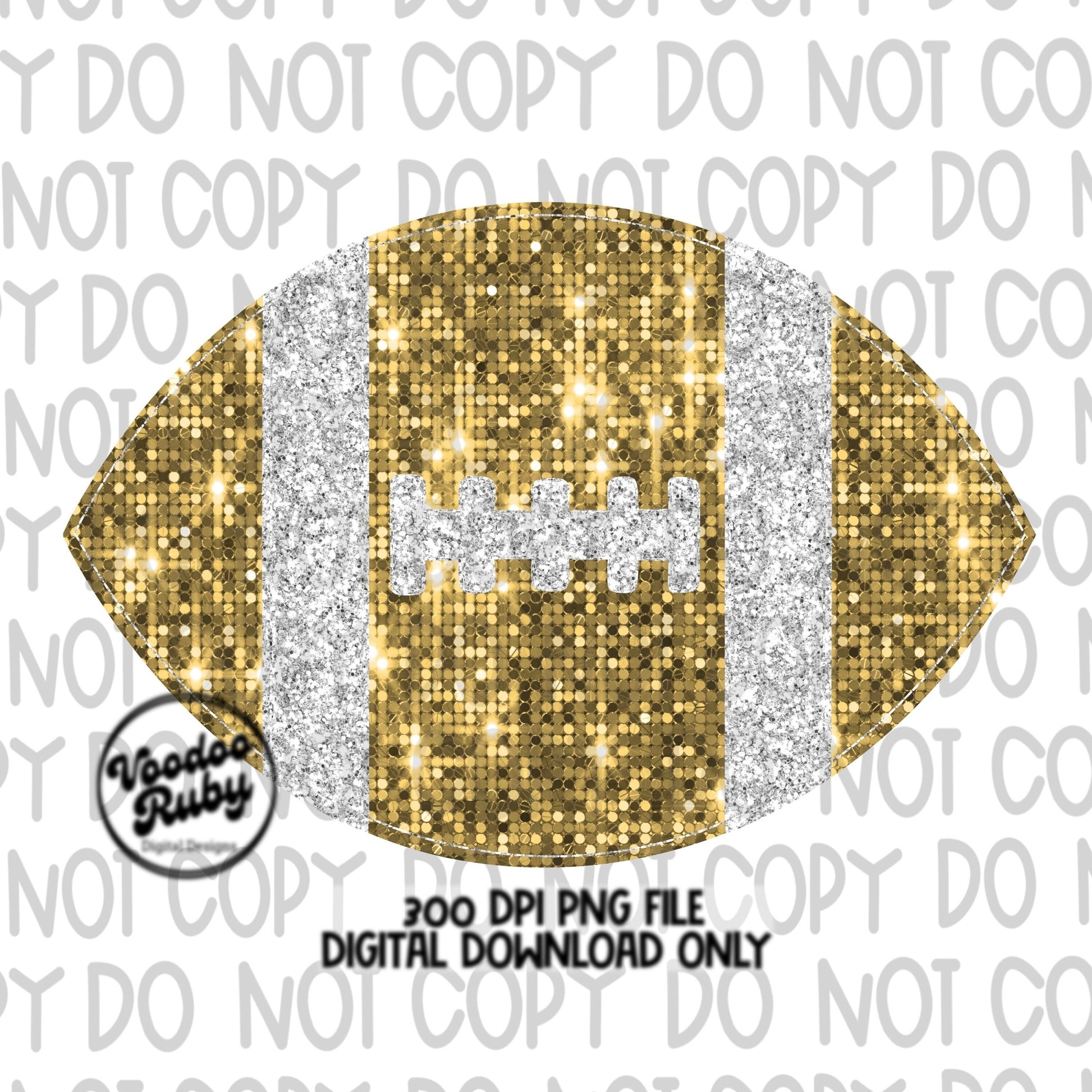 Sequin Gold Football PNG Design Sublimation Glitter Hand Drawn Digital Download Faux Sequins Patch PNG Faux Appliqué Football DTF Printable