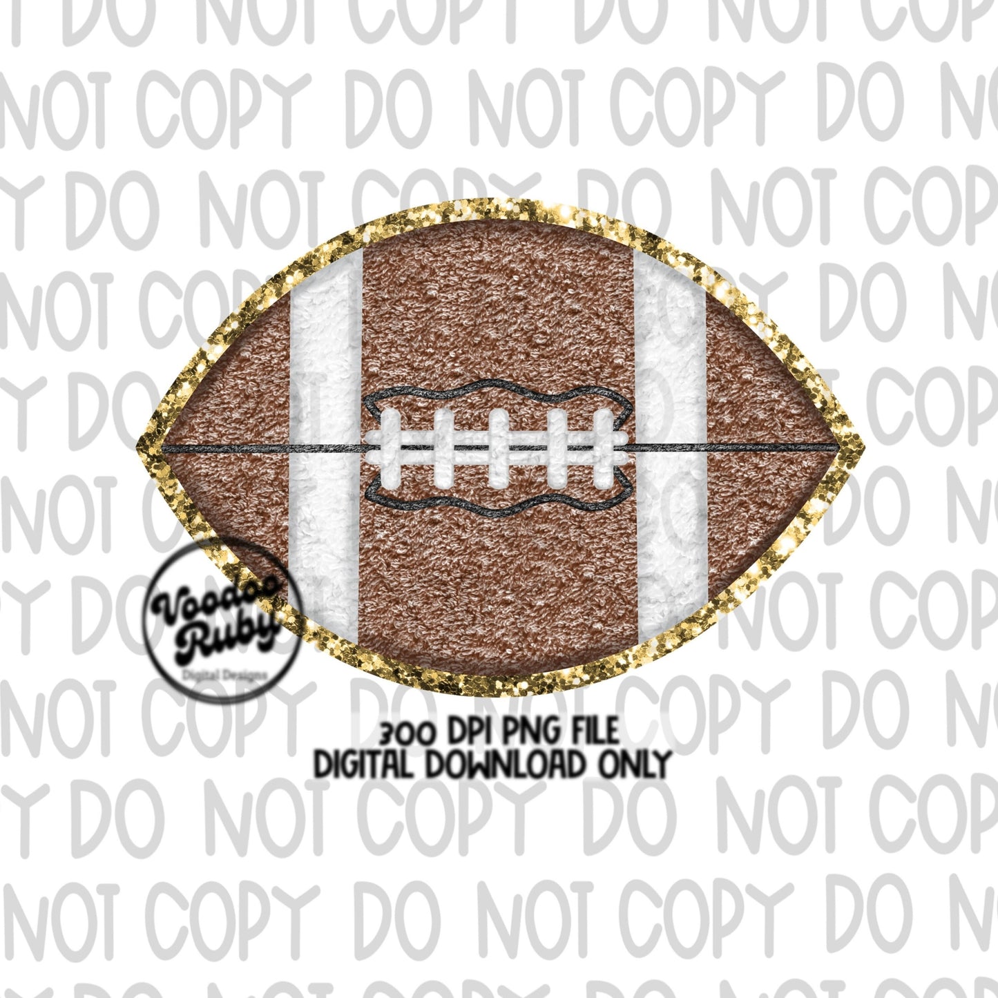 Football PNG Design Sublimation Faux Chenille Patch Faux Embroidery png Hand Drawn Digital Download Glitter Football DTF Printable