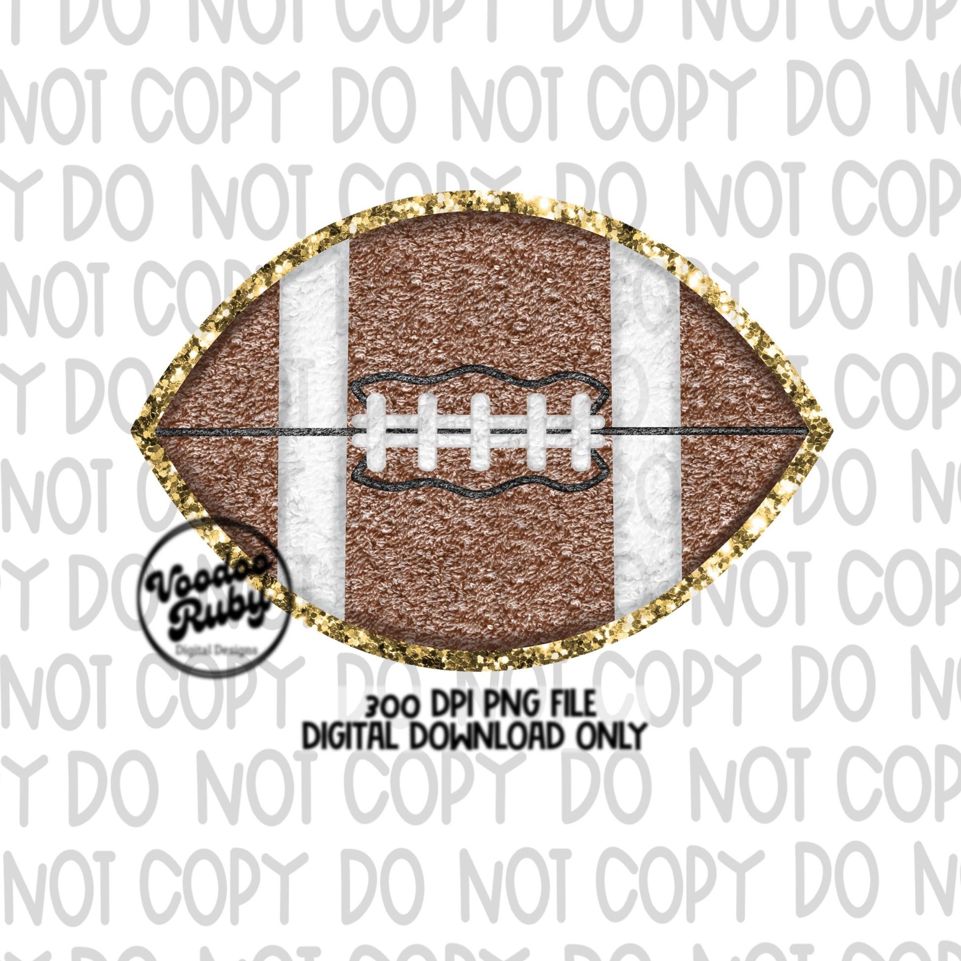 Football PNG Design Sublimation Faux Chenille Patch Faux Embroidery png Hand Drawn Digital Download Glitter Football DTF Printable