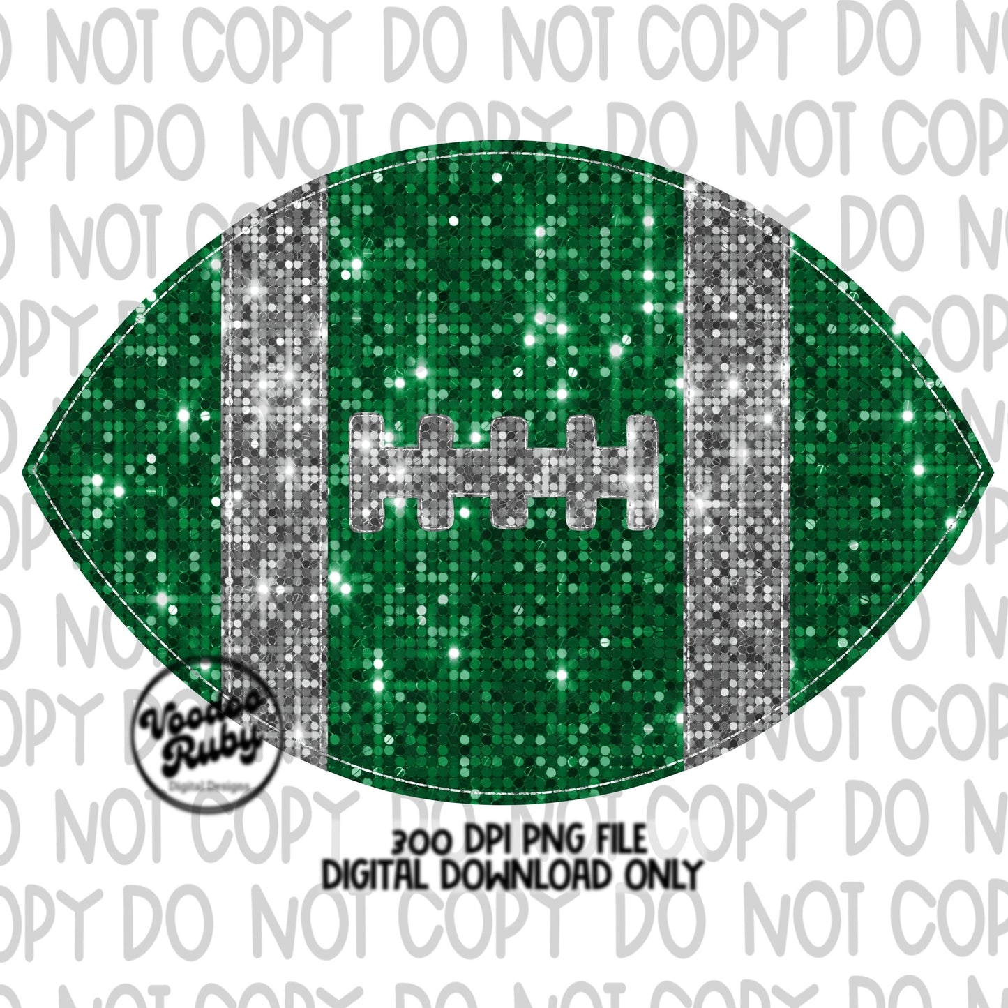 Sequin Green Football PNG Design Glitter Hand Drawn Digital Download Faux Sequins Patch PNG Printable Clip Art Faux Appliqué Mascot Football