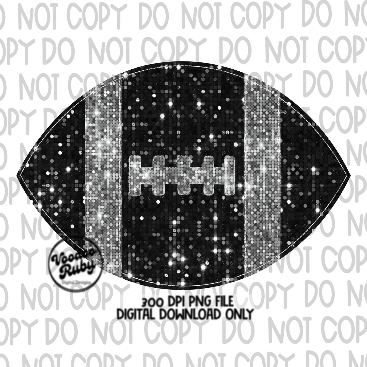 Sequin Football PNG Design Glitter Hand Drawn Digital Download Faux Sequins Patch PNG Printable Clip Art Faux Appliqué Football DTF
