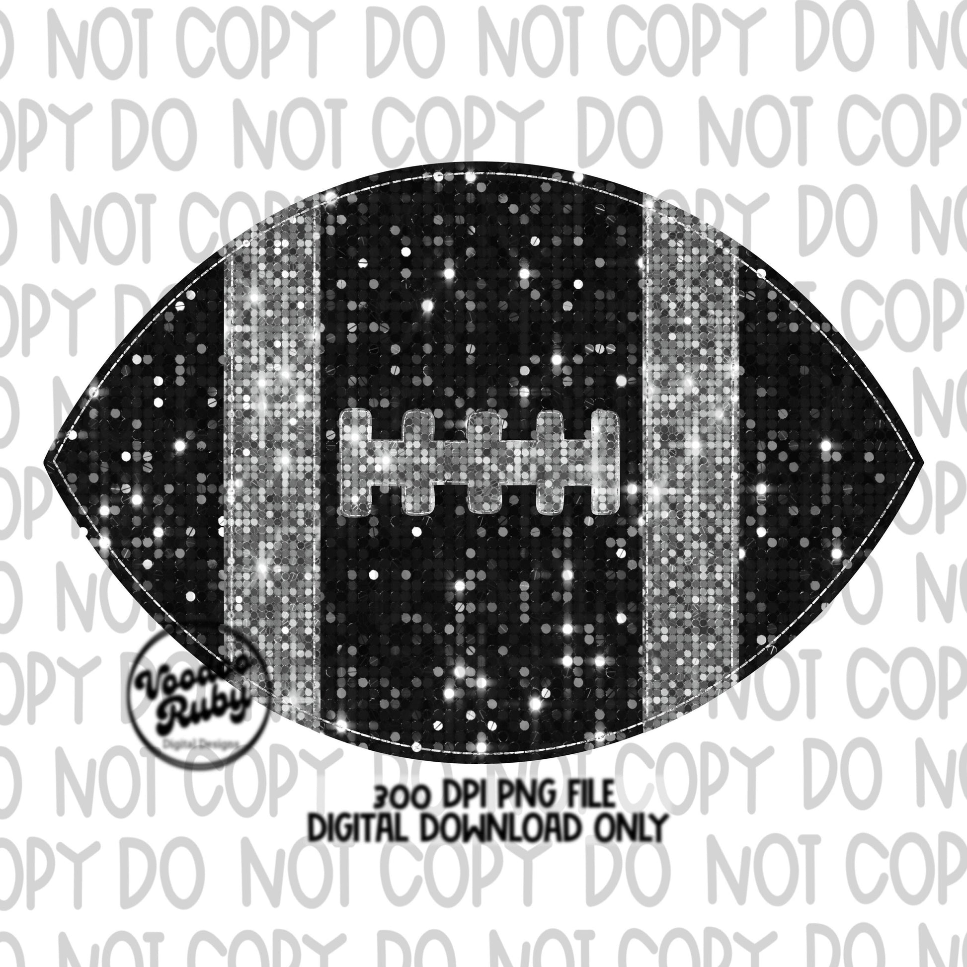 Sequin Football PNG Design Glitter Hand Drawn Digital Download Faux Sequins Patch PNG Printable Clip Art Faux Appliqué Football DTF