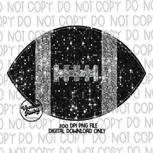 Sequin Football PNG Design Glitter Hand Drawn Digital Download Faux Sequins Patch PNG Printable Clip Art Faux Appliqué Football DTF