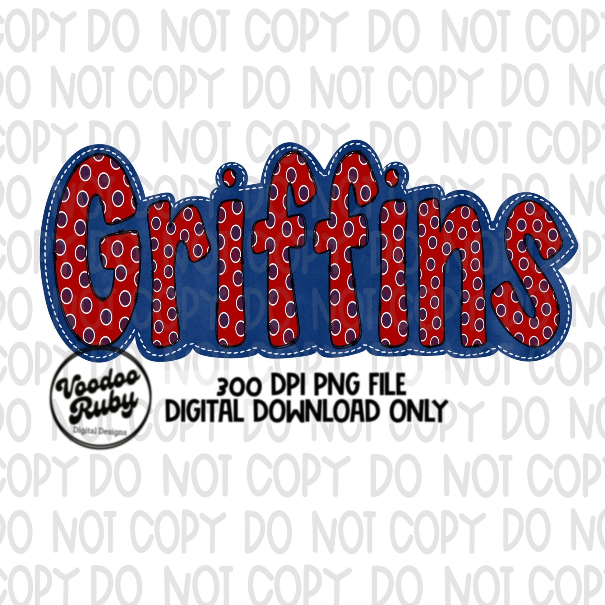 Griffins PNG Sublimation Hand Drawn Digital Download Faux Applique Griffins PNG Printable Clip Art Football Mascot Doodle Letters