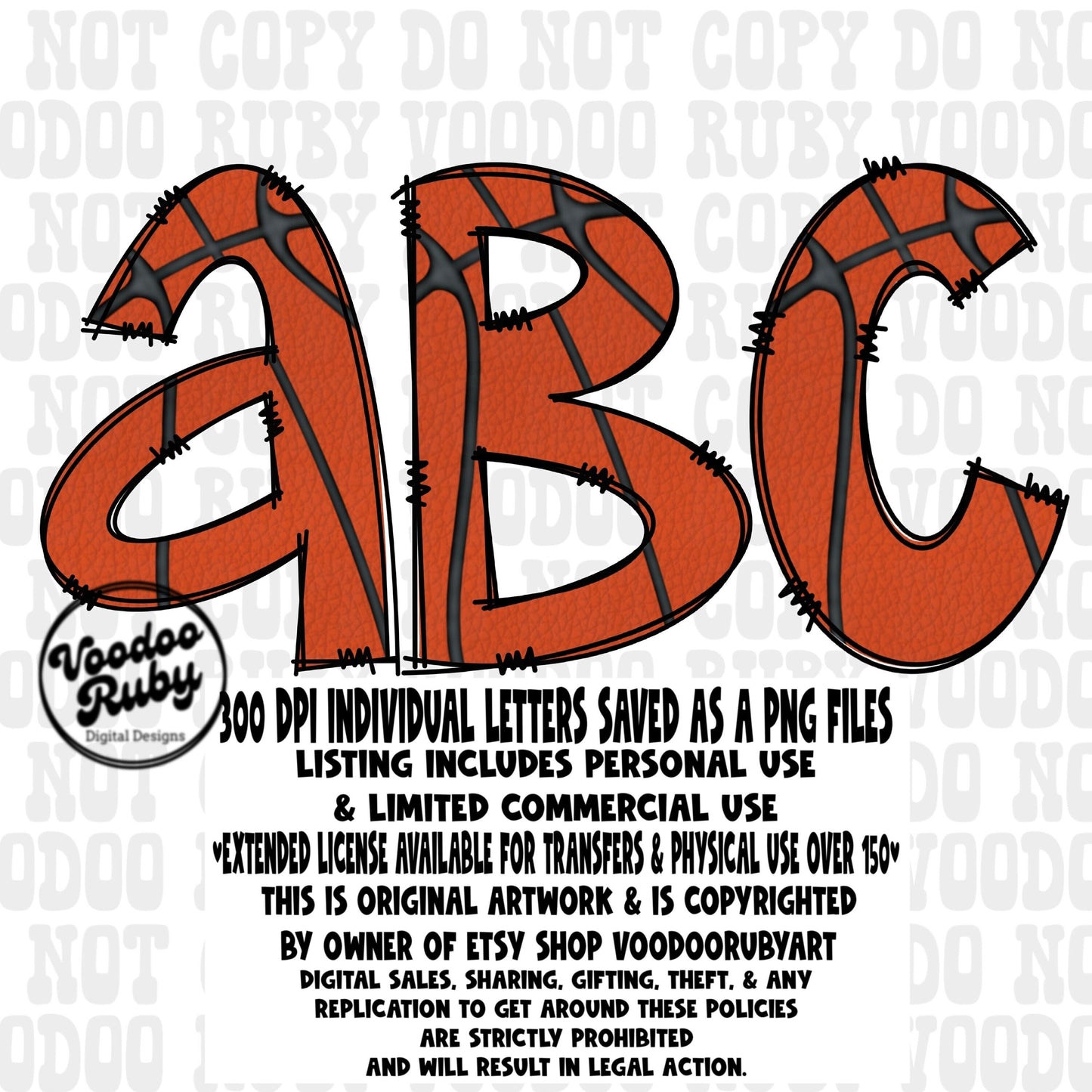 Basketball Doodle Alphabet PNG Bundle: Hand-Drawn Sublimation Clip Art (Digital Download)