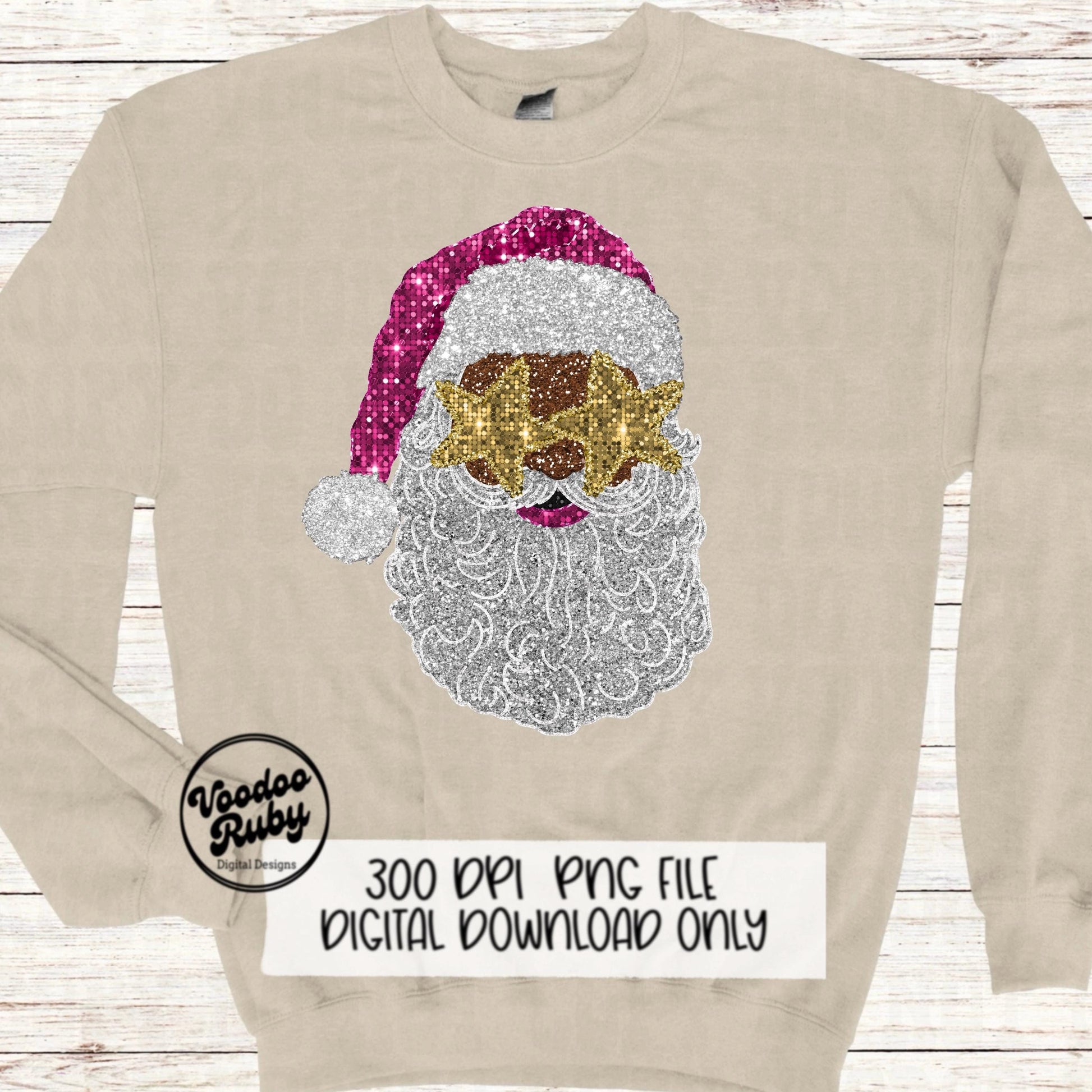 Sequin Pink Santa PNG Design Christmas PNG Faux Sequins DTF Christmas Glitter Sublimation Digital Design Download African American Santa png