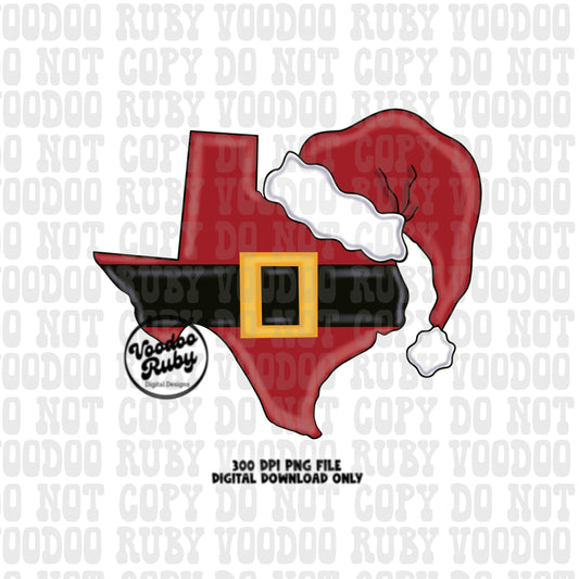 Texas Santa PNG Design Sublimation Hand Drawn Digital Design Download Texas Christmas dtf Printable Santa Clip Art Merry Christmas PNG
