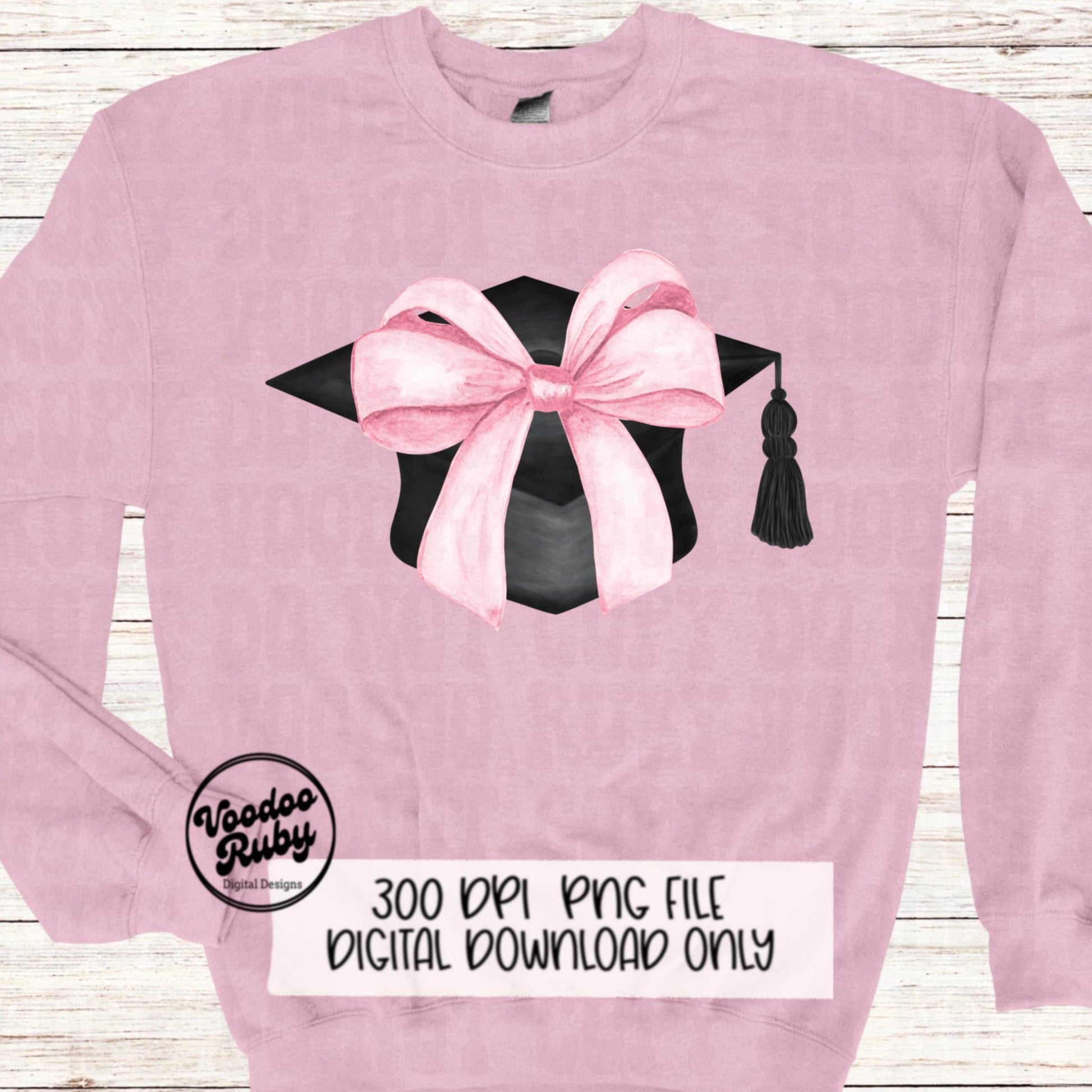 Coquette Graduation PNG Sublimation Design Hand Drawn Digital Download Pink Bow PNG Graduation Clip Art Class of 2024 Png Coquette dtf