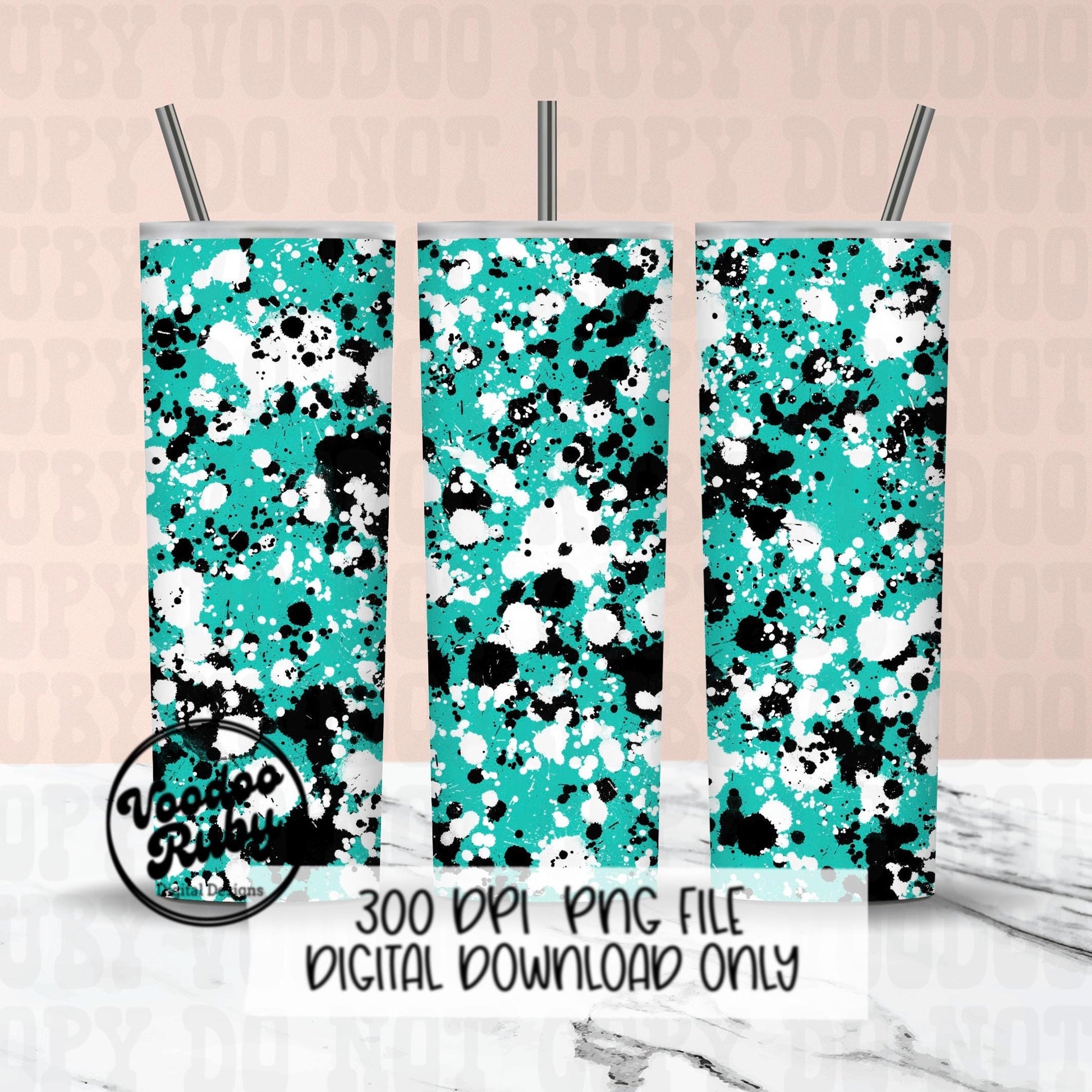 Teal Black Splatter PNG Sublimation Background Digital Paper Bundle Hand Drawn Digital Download DTF Printable Sublimation Tumbler png Bleach
