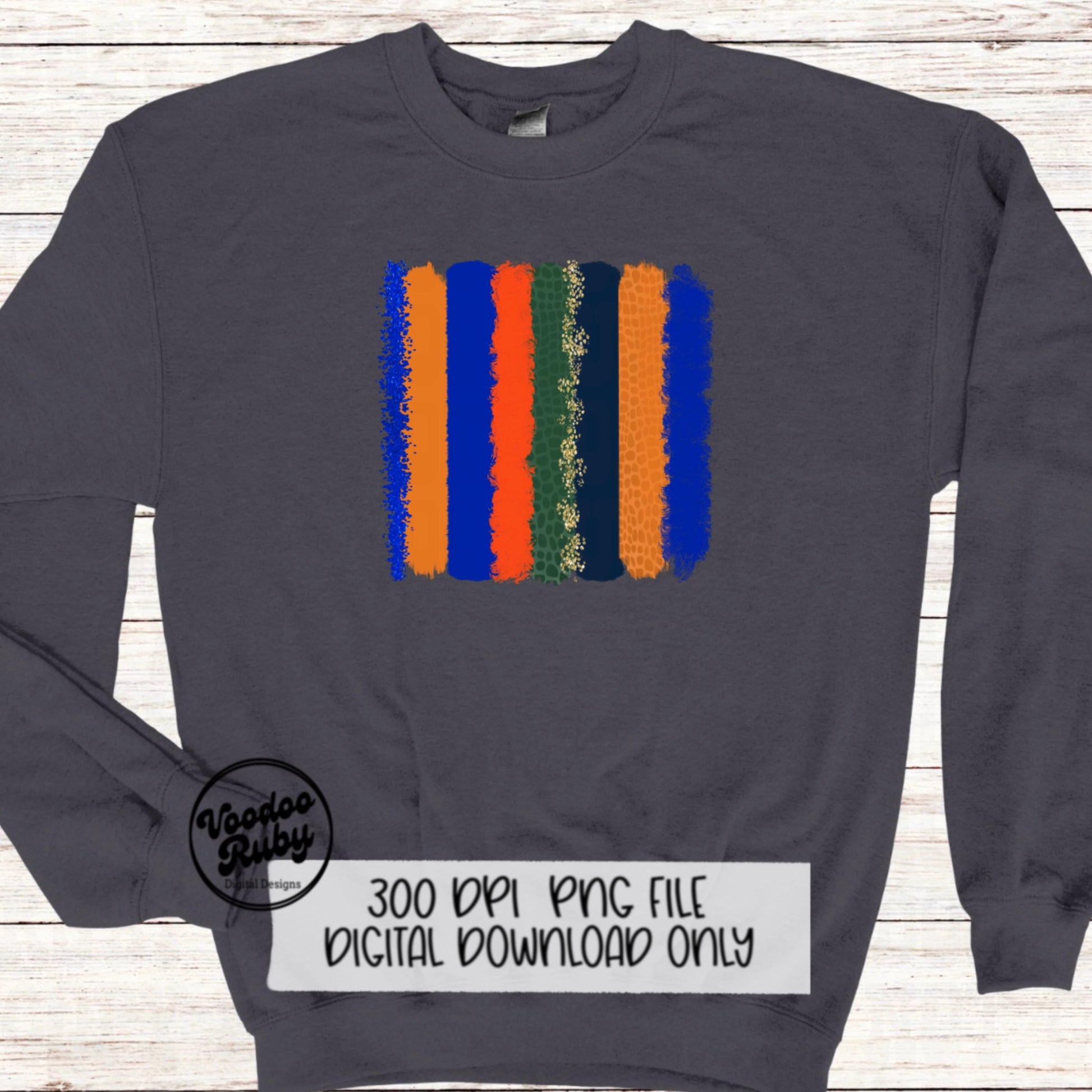 Blue and Orange Sublimation Background PNG Design Hand Drawn Digital Download Gator Background Individual Brush Stokes png DTF Printable