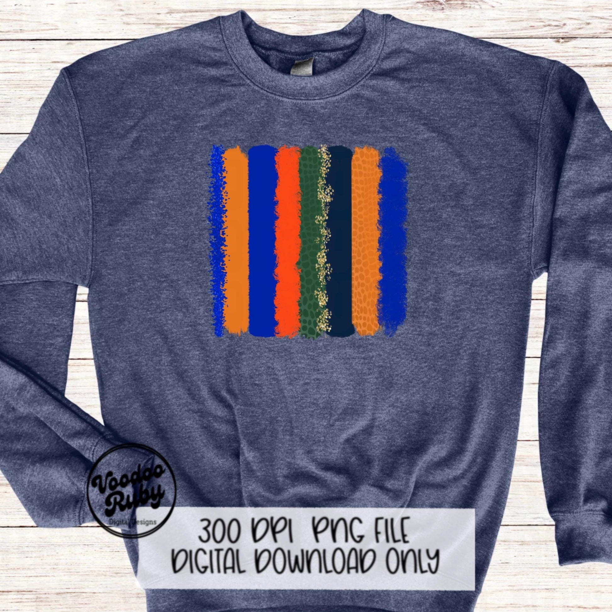 Blue and Orange Sublimation Background PNG Design Hand Drawn Digital Download Gator Background Individual Brush Stokes png DTF Printable