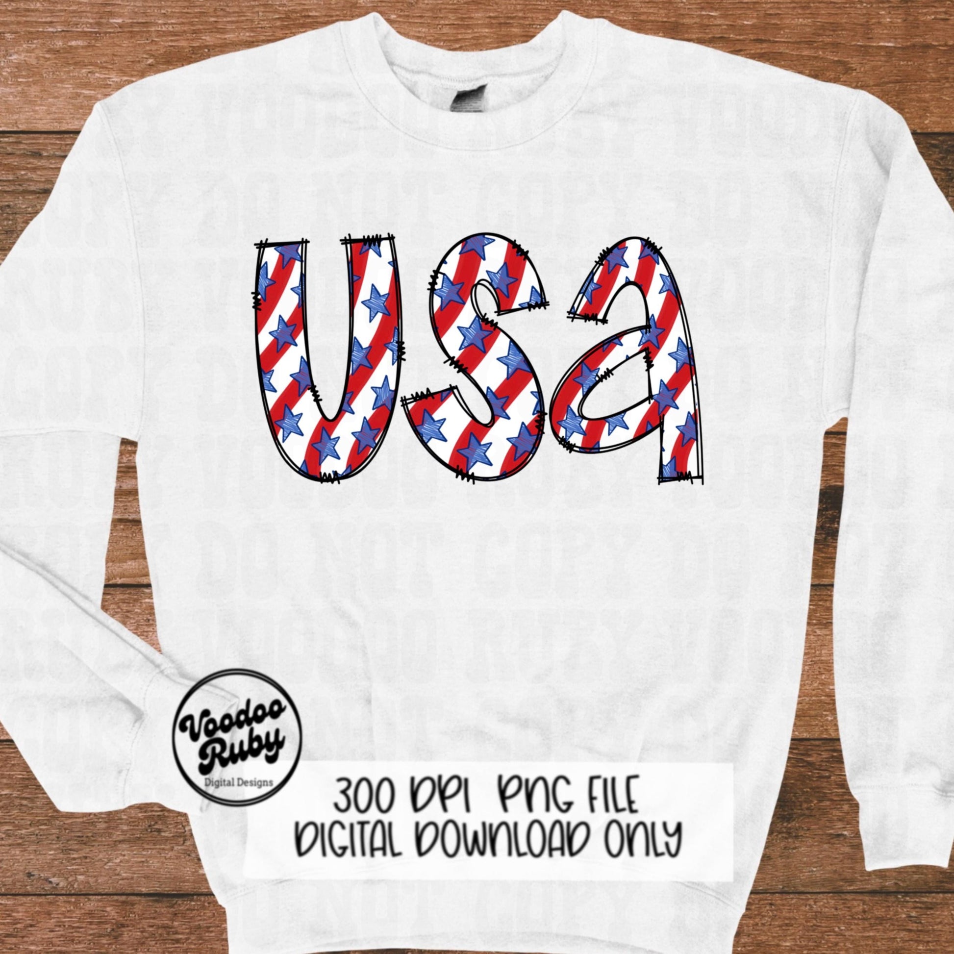 4th of July USA Doodle Letters PNG Bundle: American Alphabet Clip Art