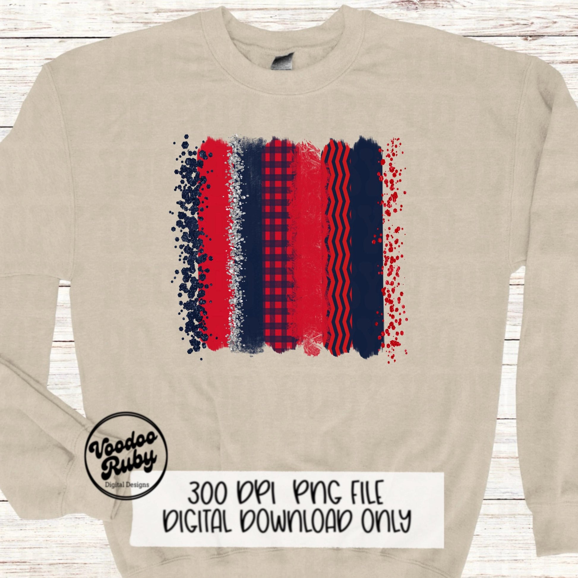 Navy Blue Red Sublimation Background PNG Individual Brushstrokes Hand Drawn Digital Download Red Blue Brush Stoke Background PNG Printable