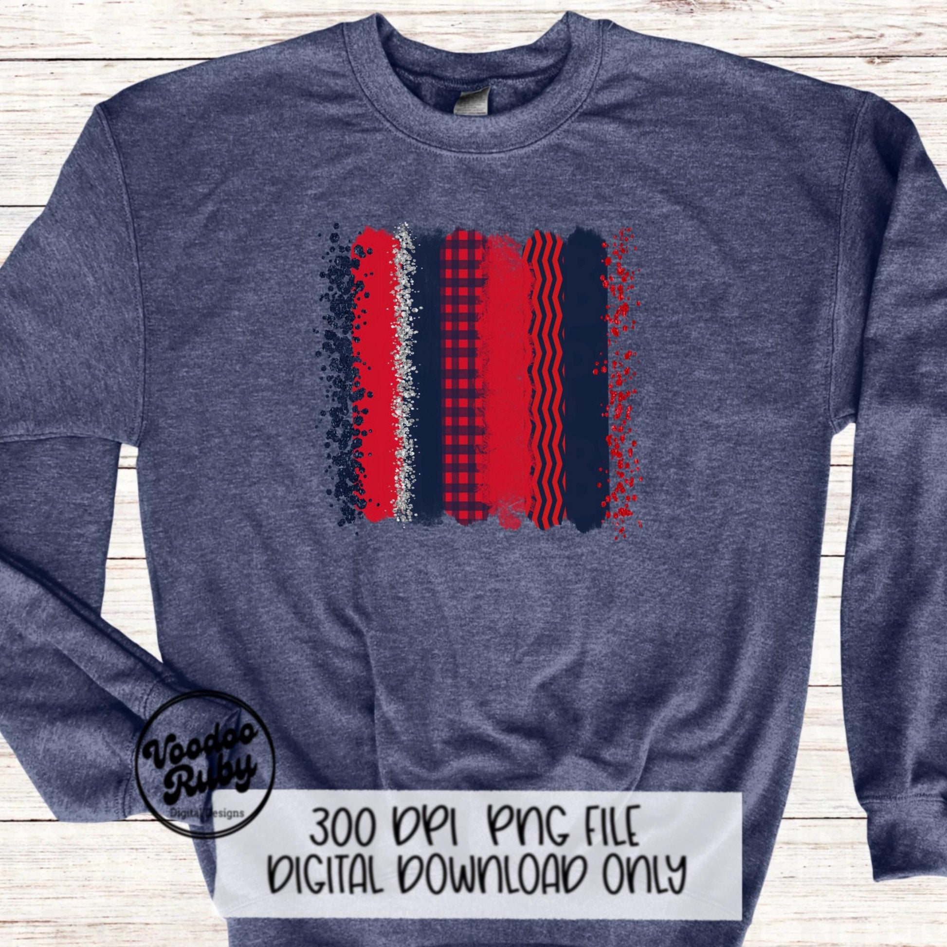 Navy Blue Red Sublimation Background PNG Individual Brushstrokes Hand Drawn Digital Download Red Blue Brush Stoke Background PNG Printable