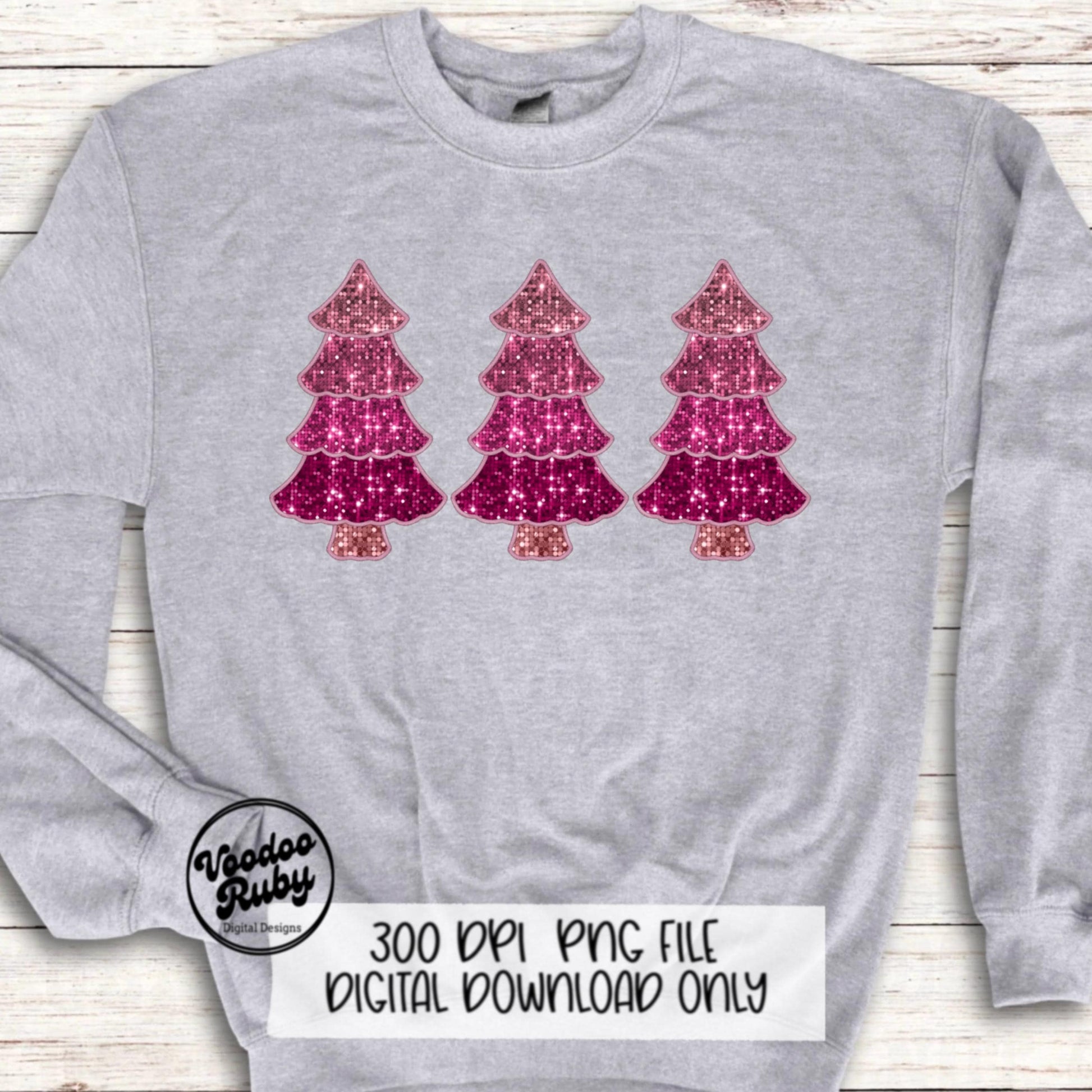Sequin Pink Christmas Tree PNG Design Sublimation Digital Download Faux Sequins Faux Embroidery DTF Christmas Printable
