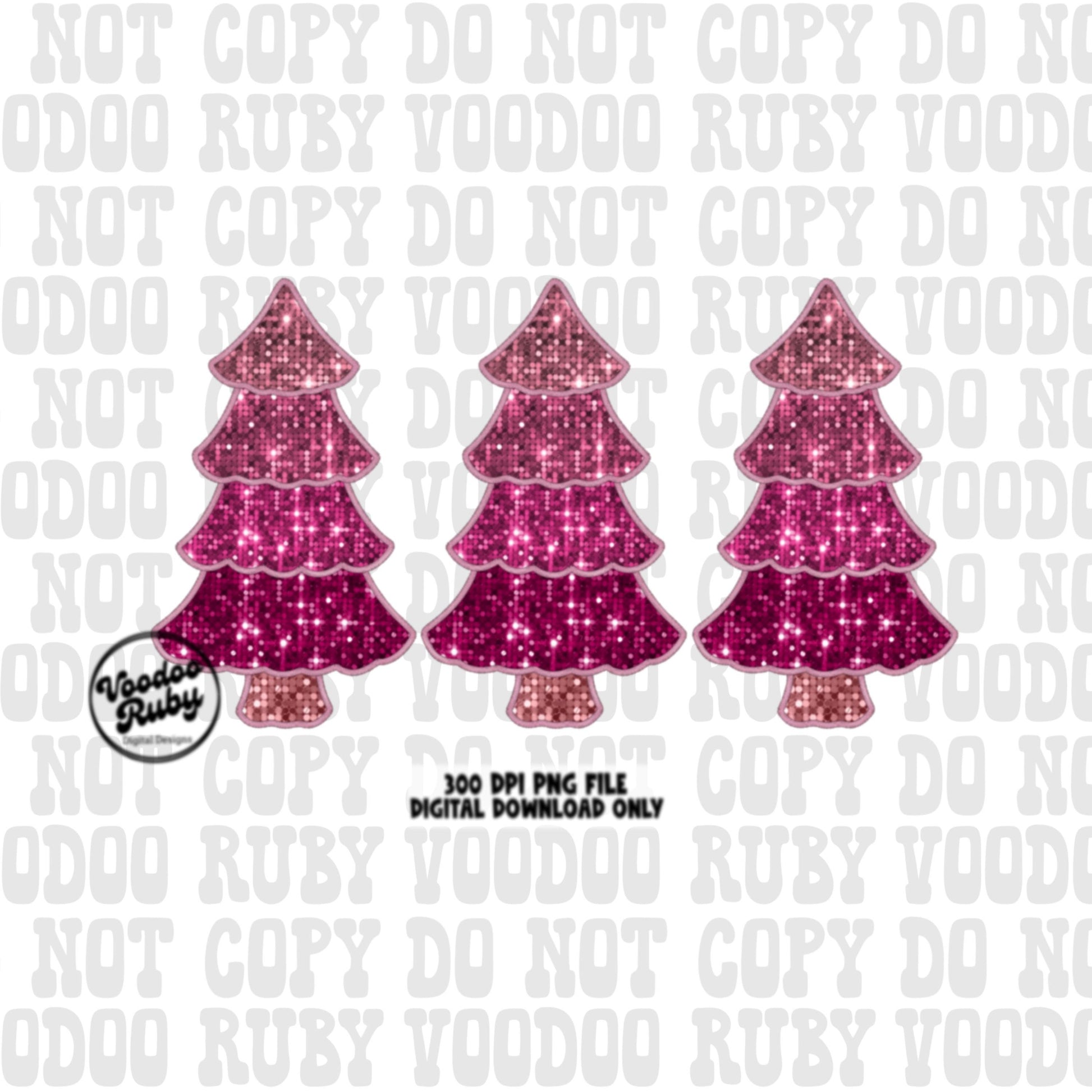 Sequin Pink Christmas Tree PNG Design Sublimation Digital Download Faux Sequins Faux Embroidery DTF Christmas Printable