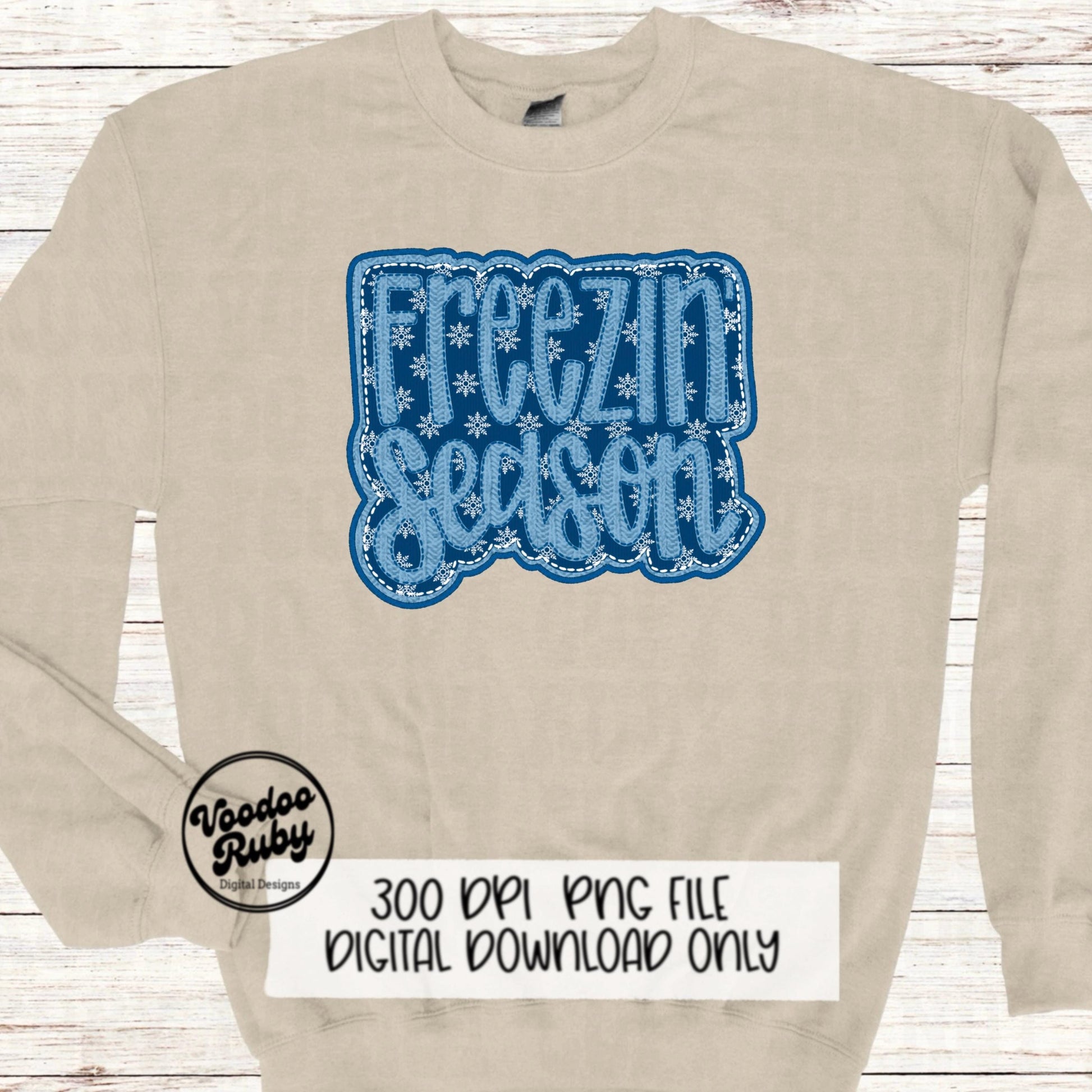 Freezin Season PNG Design Sublimation Digital Download Merry Christmas PNG Faux Embroidery png Freezing DTF Printable Winter