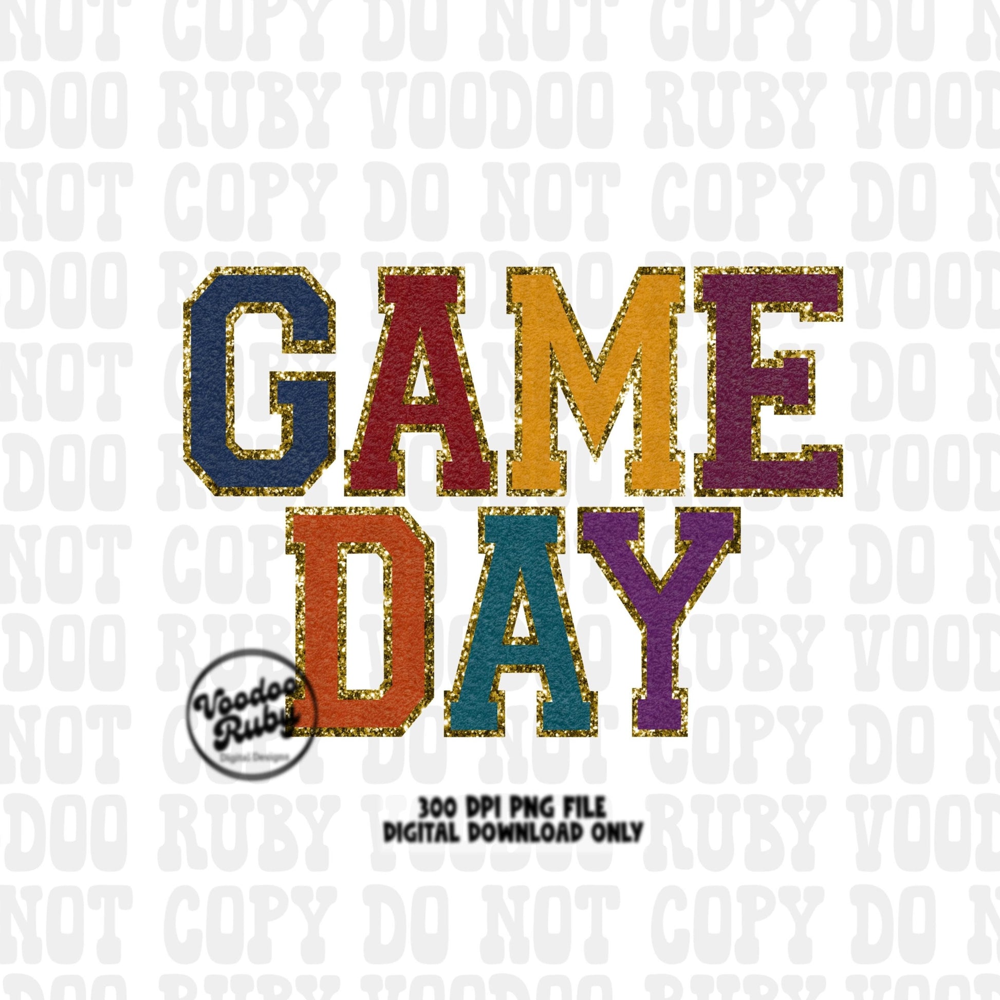 Game Day PNG Design Sublimation Digital Download Faux Chenille Fall Football PNG Faux Embroidery png Fall Game Day Football DTF Printable