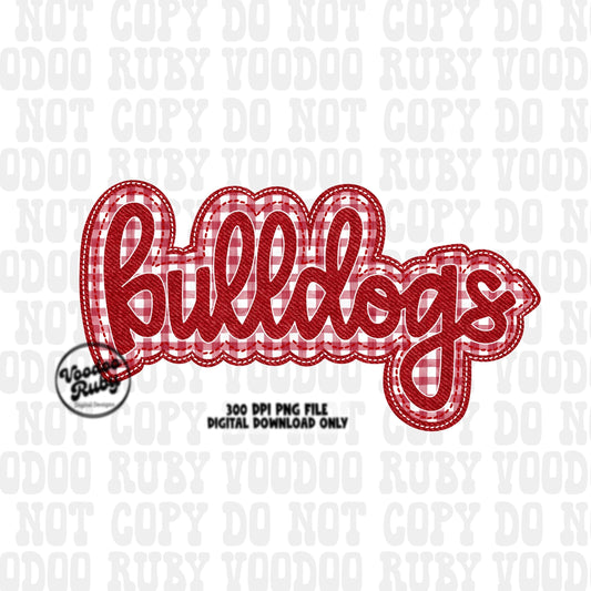 Bulldogs PNG Design Embroidery Faux Applique Hand Drawn Digital Download Sublimation Bulldogs DTF Printable Red Bulldogs Football